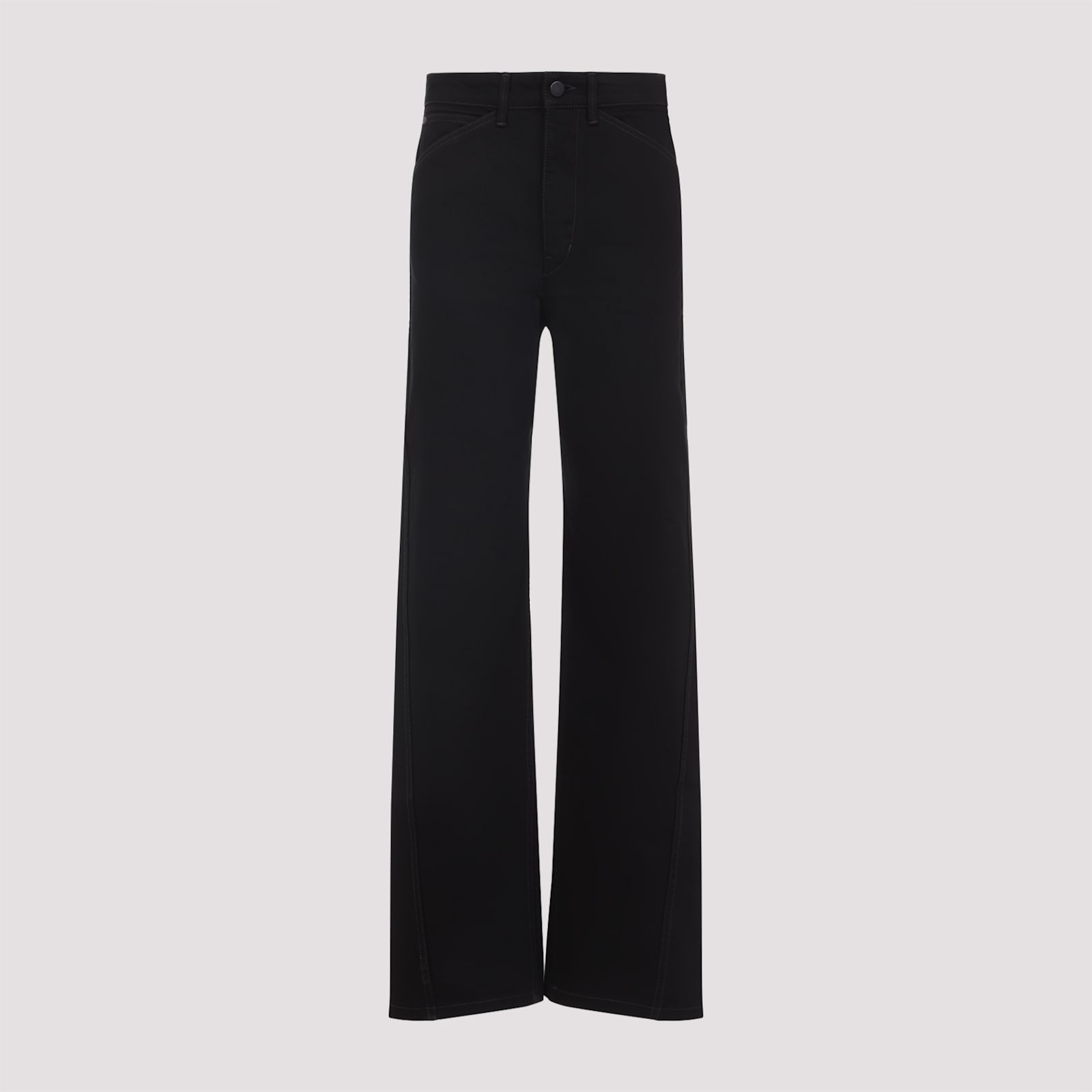 Lemaire Twisted Black Cotton Pants In Black