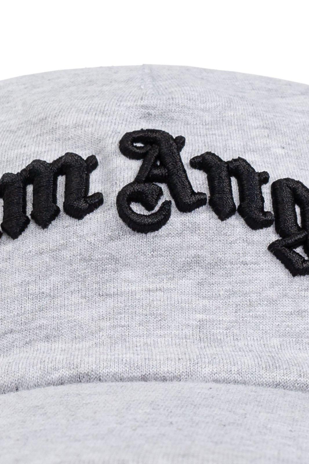 Palm Angels Logo Embroidered Baseball Cap In Grey Melange Black