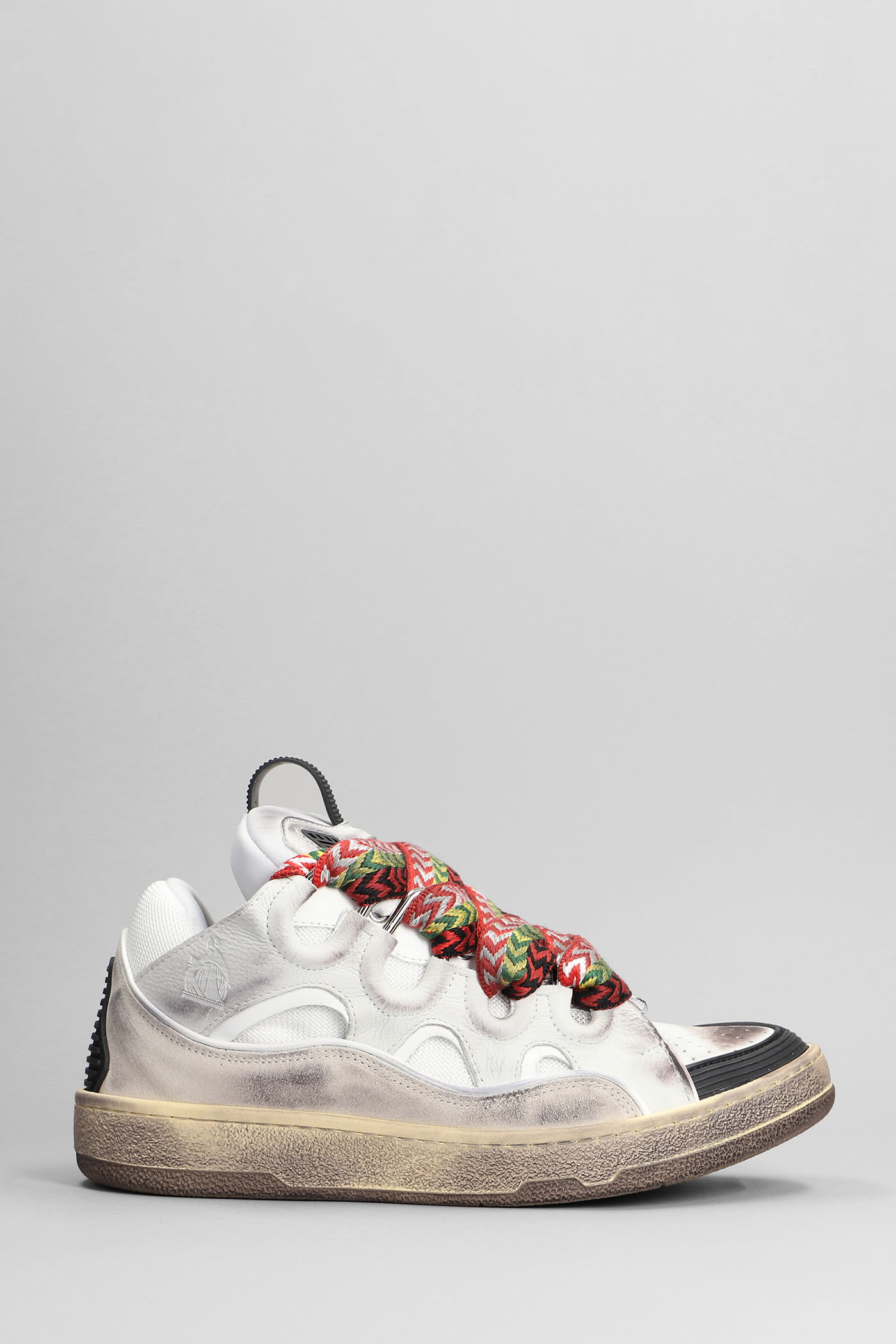 Shop Lanvin Curb Sneakers In White Suede And Leather