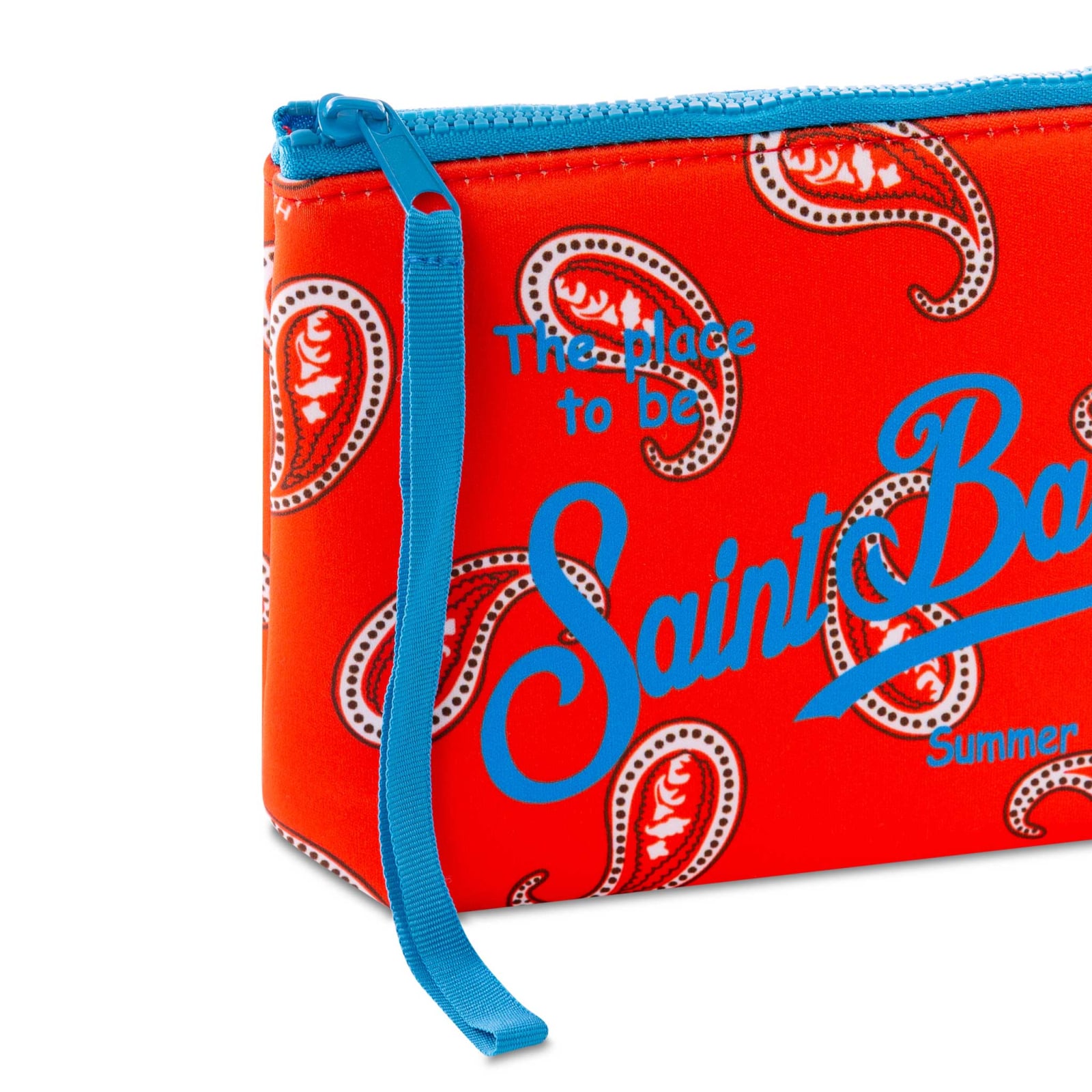 Mc2 Saint Barth Orange Paisley Print Scuba Pochette In Orange