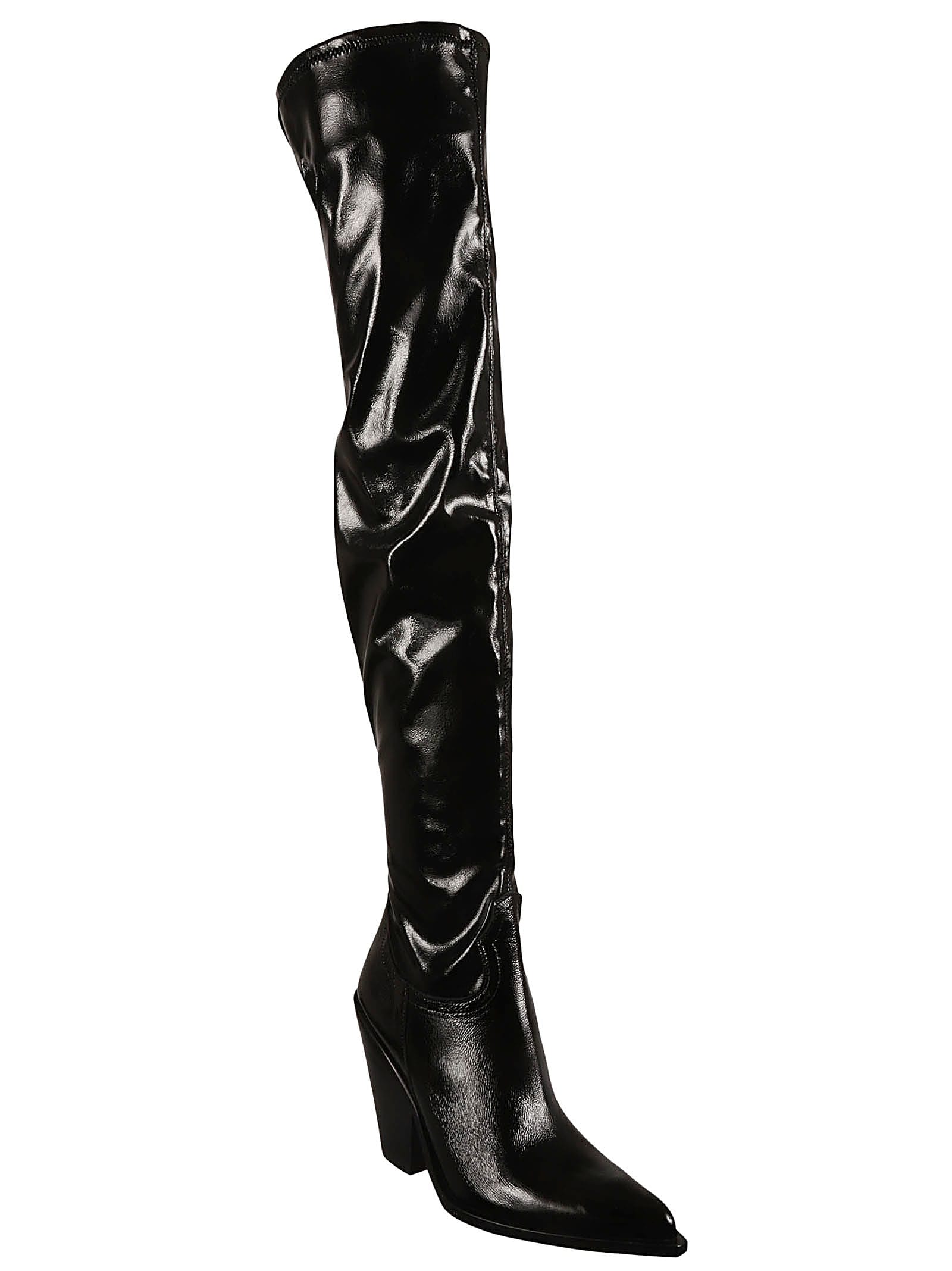 Shop Sonora Stretch Patent Over The Knee Boots In Black