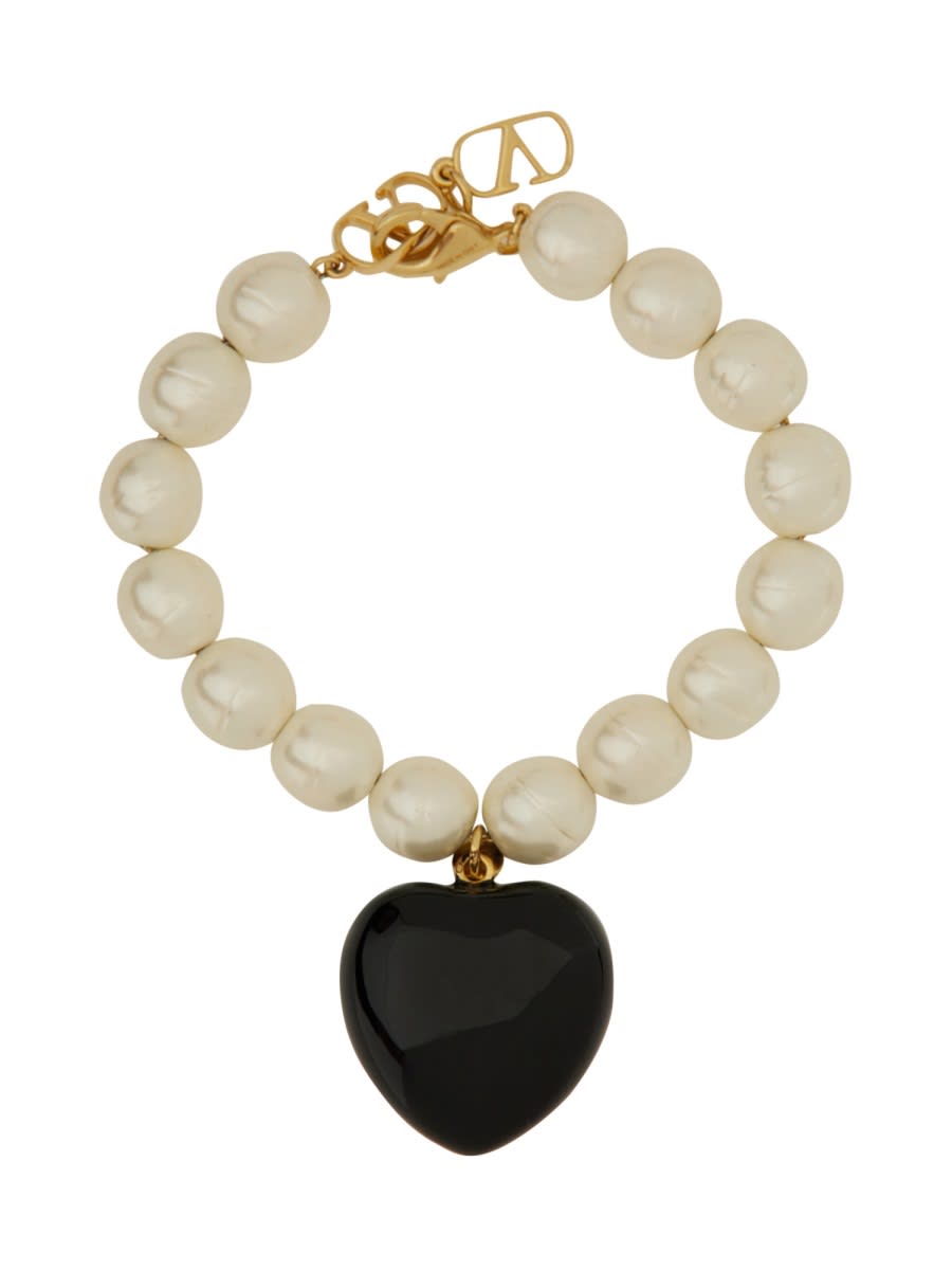 Valentino Garavani Ivory Pearls Coeur Royal Bracelet