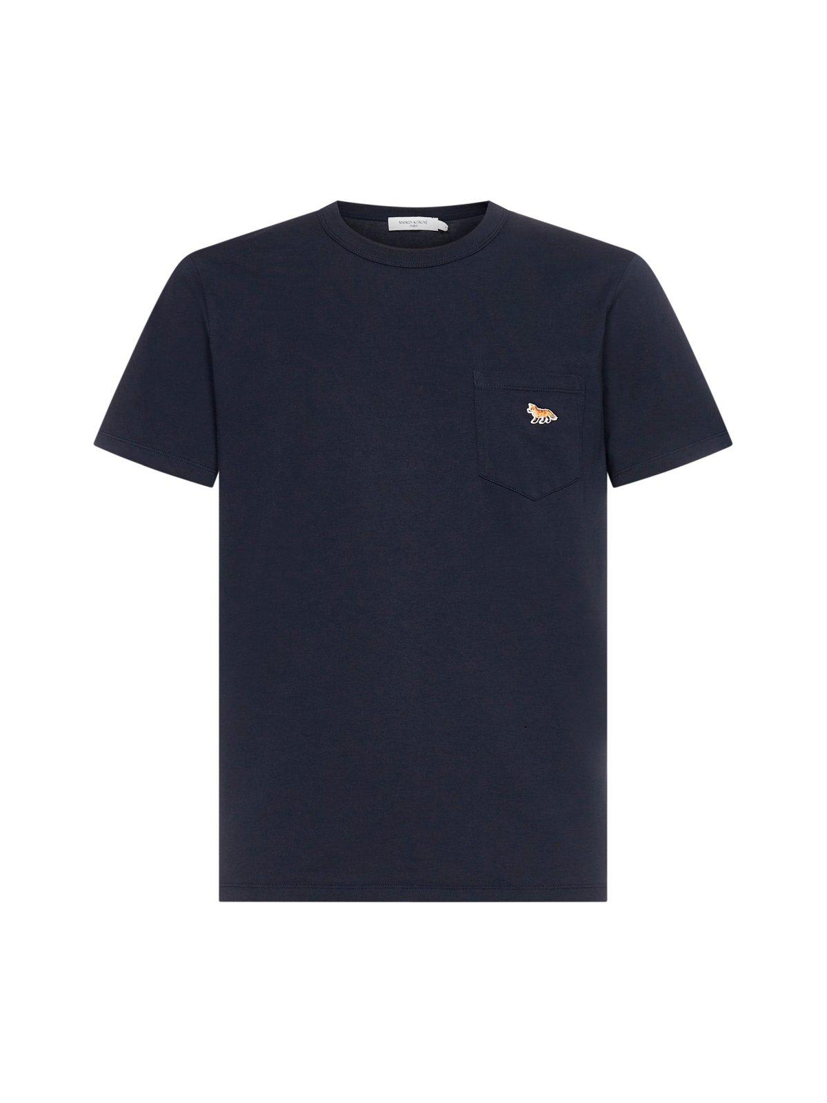 Maison Kitsuné T-shirt With Pocket And Baby Fox Patch In Blue