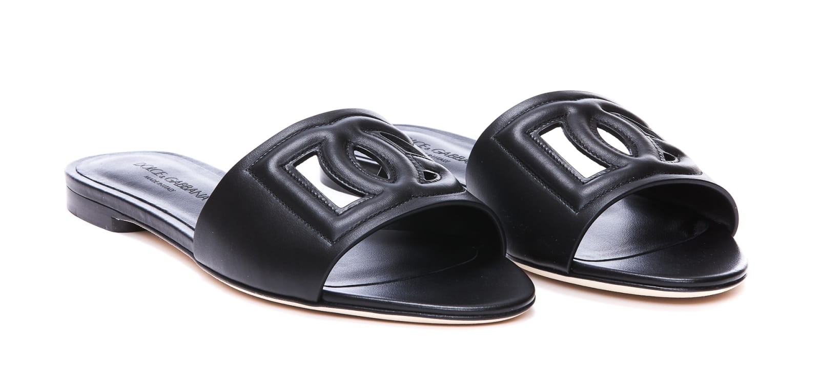 Shop Dolce & Gabbana Dg Millennials Logo Slide Sandals In Black