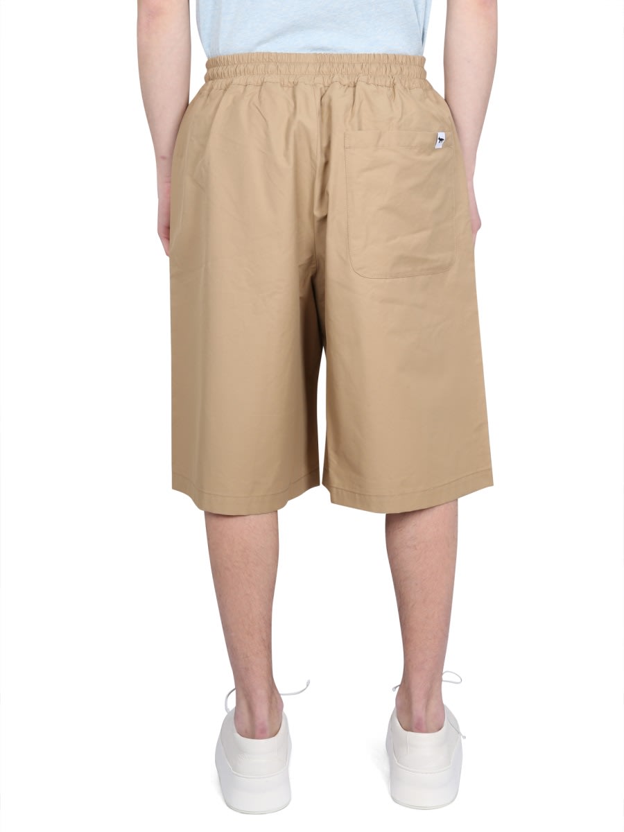 Maison Kitsuné Maison Kitsune Camel Cotton Blend Bermuda Shorts In Brown