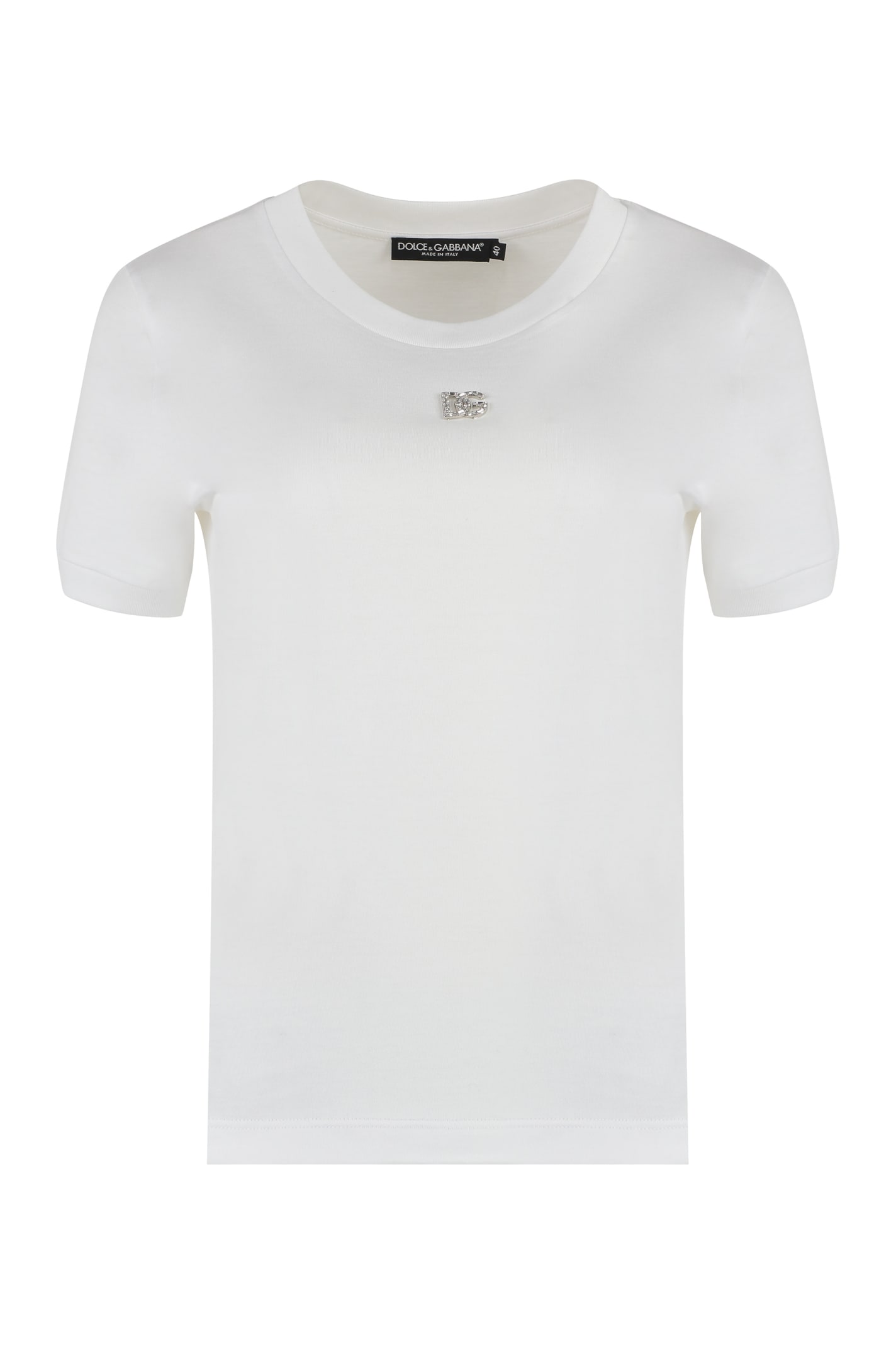 Shop Dolce & Gabbana Logo Cotton T-shirt In Bianco