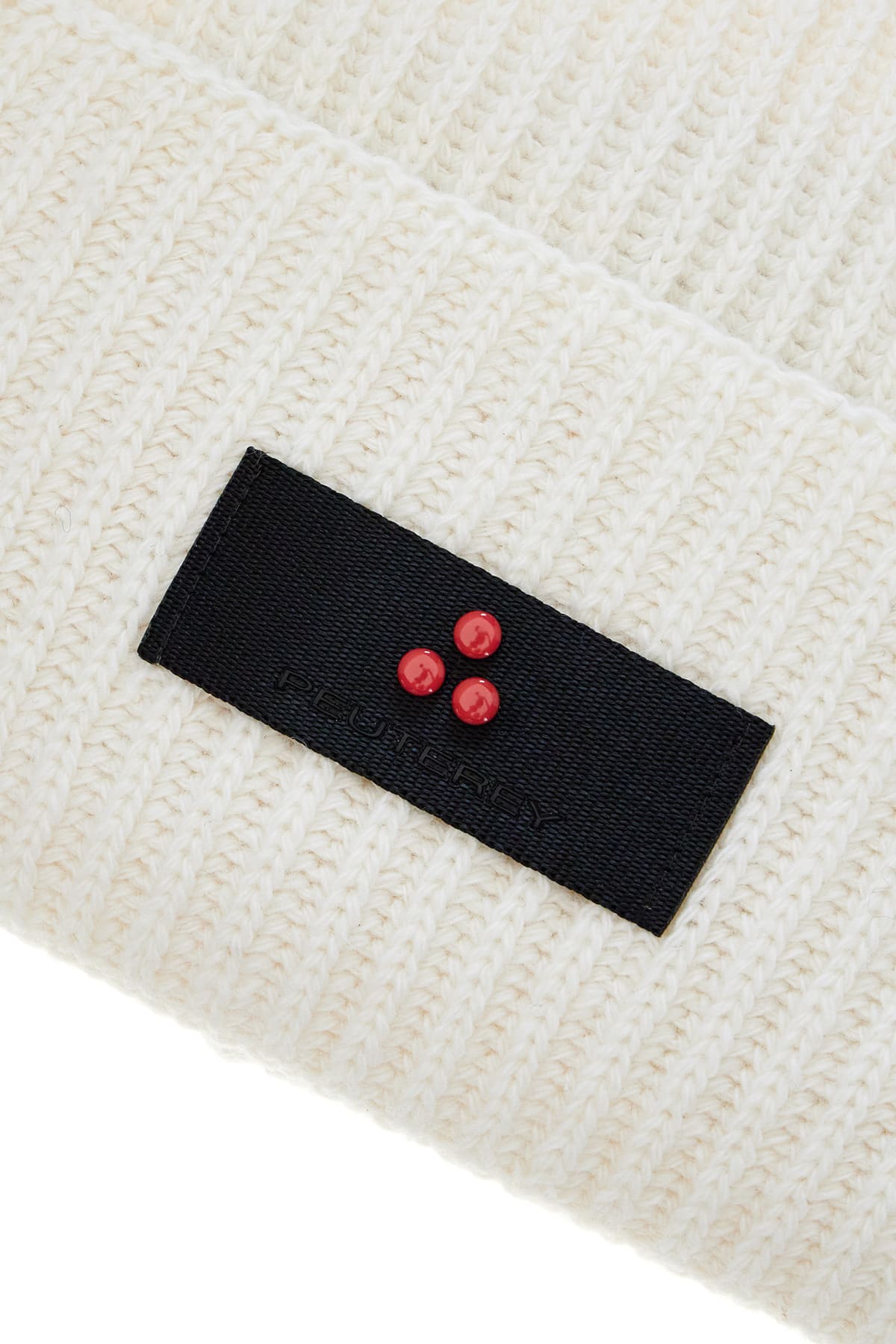 Peuterey Ribbed Logo-plaque Beanie Hat In White