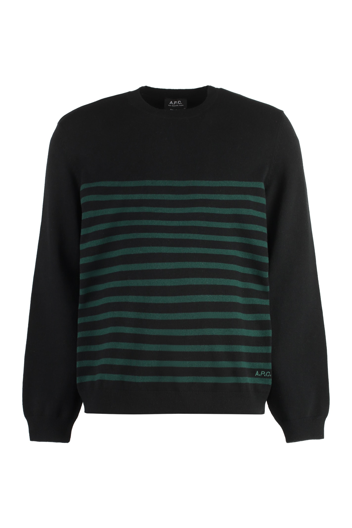 Shop Apc Cotton Blend Crew-neck Sweater In Black