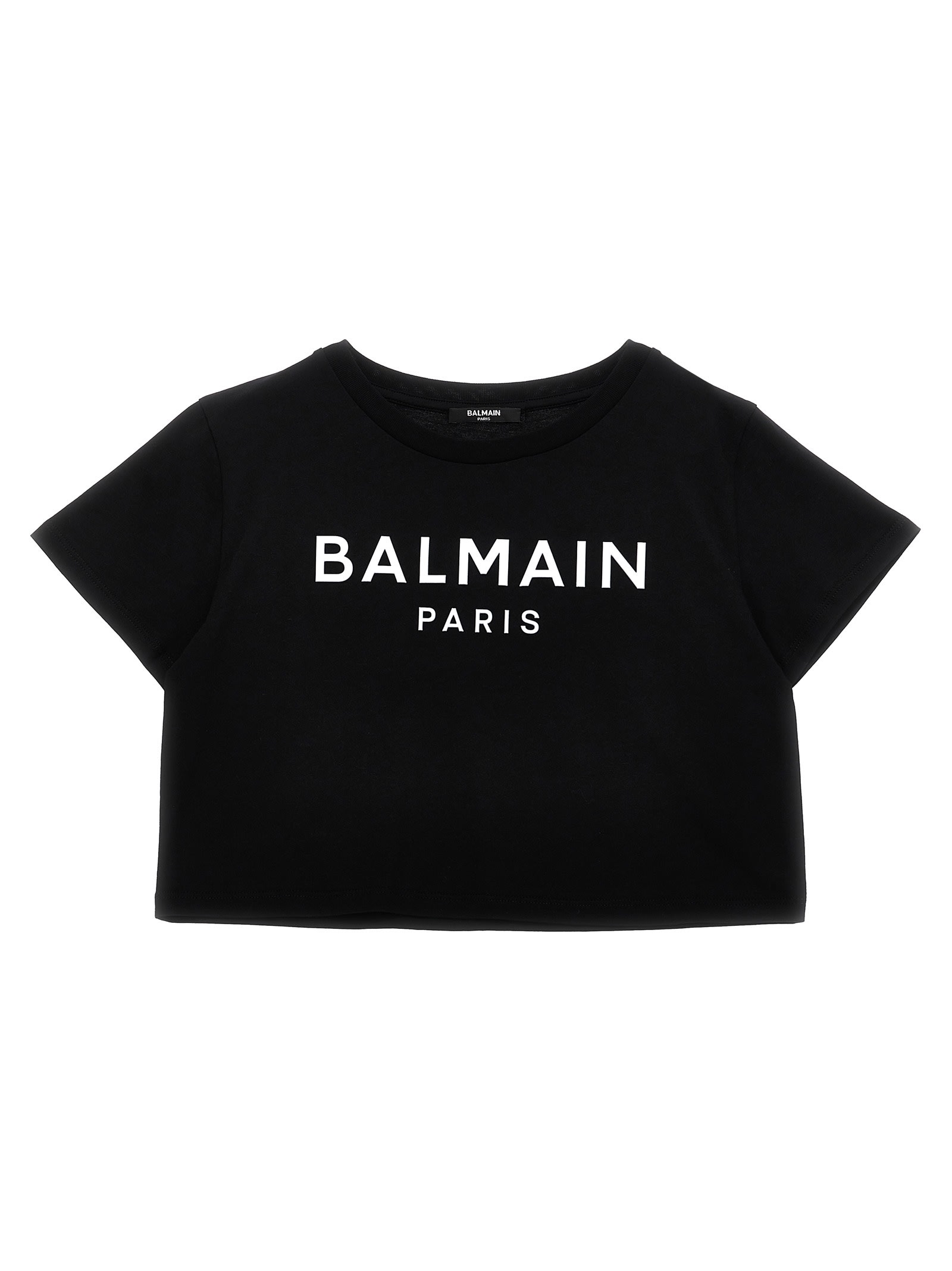 Balmain Embossed Logo T-shirt In White/black