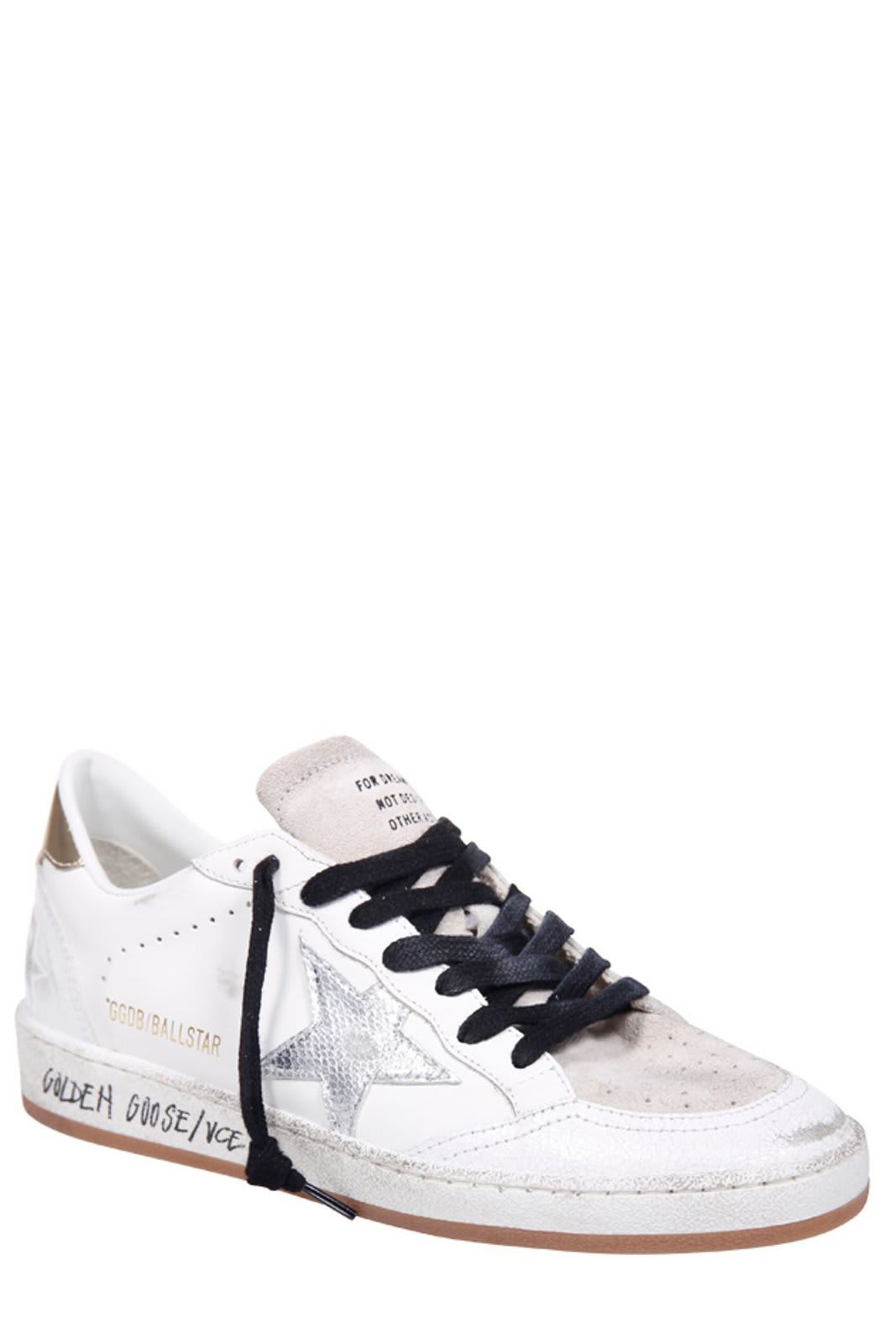 Shop Golden Goose Ball Star Lace-up Sneakers In Wht Sil Gold