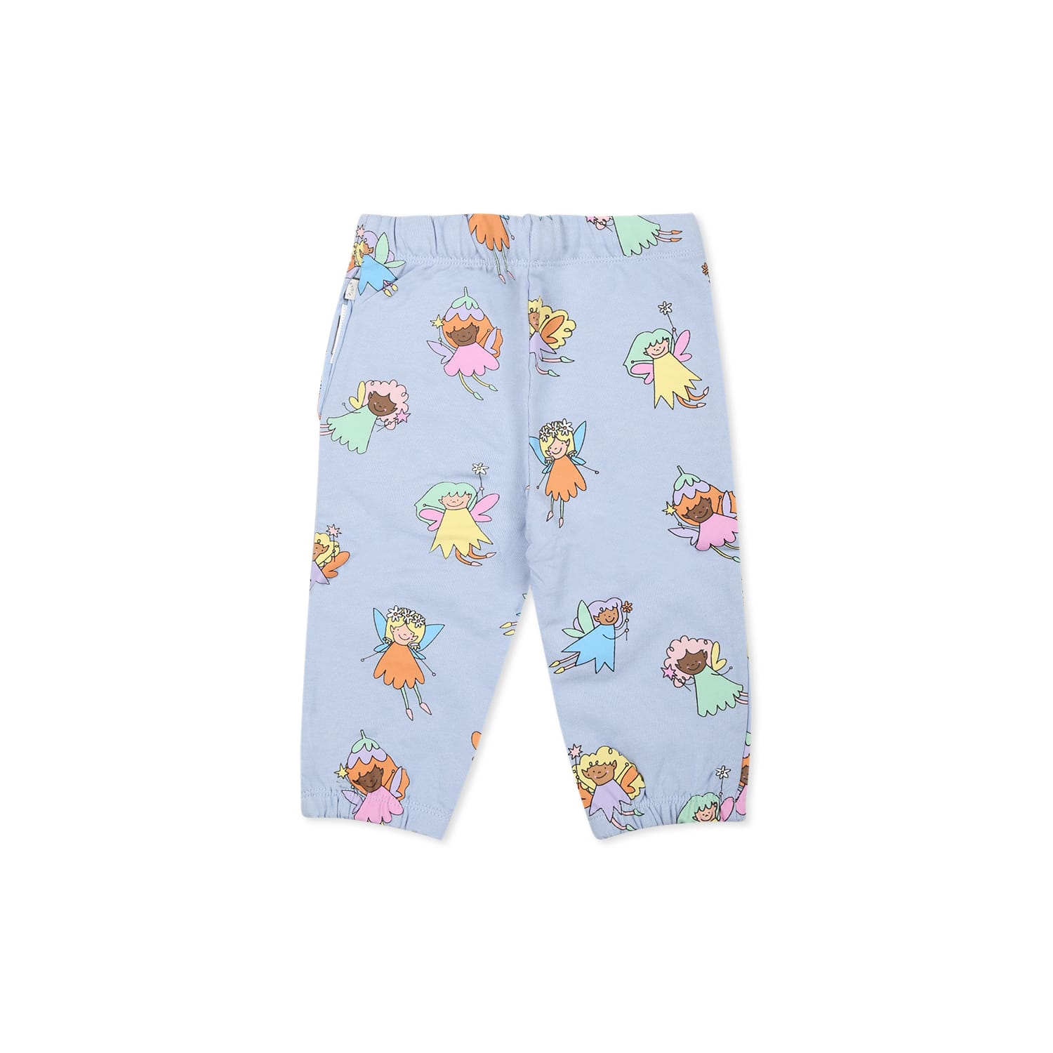 Stella Mccartney Light Blue Trousers For Baby Girl With Fairies In Light Blue
