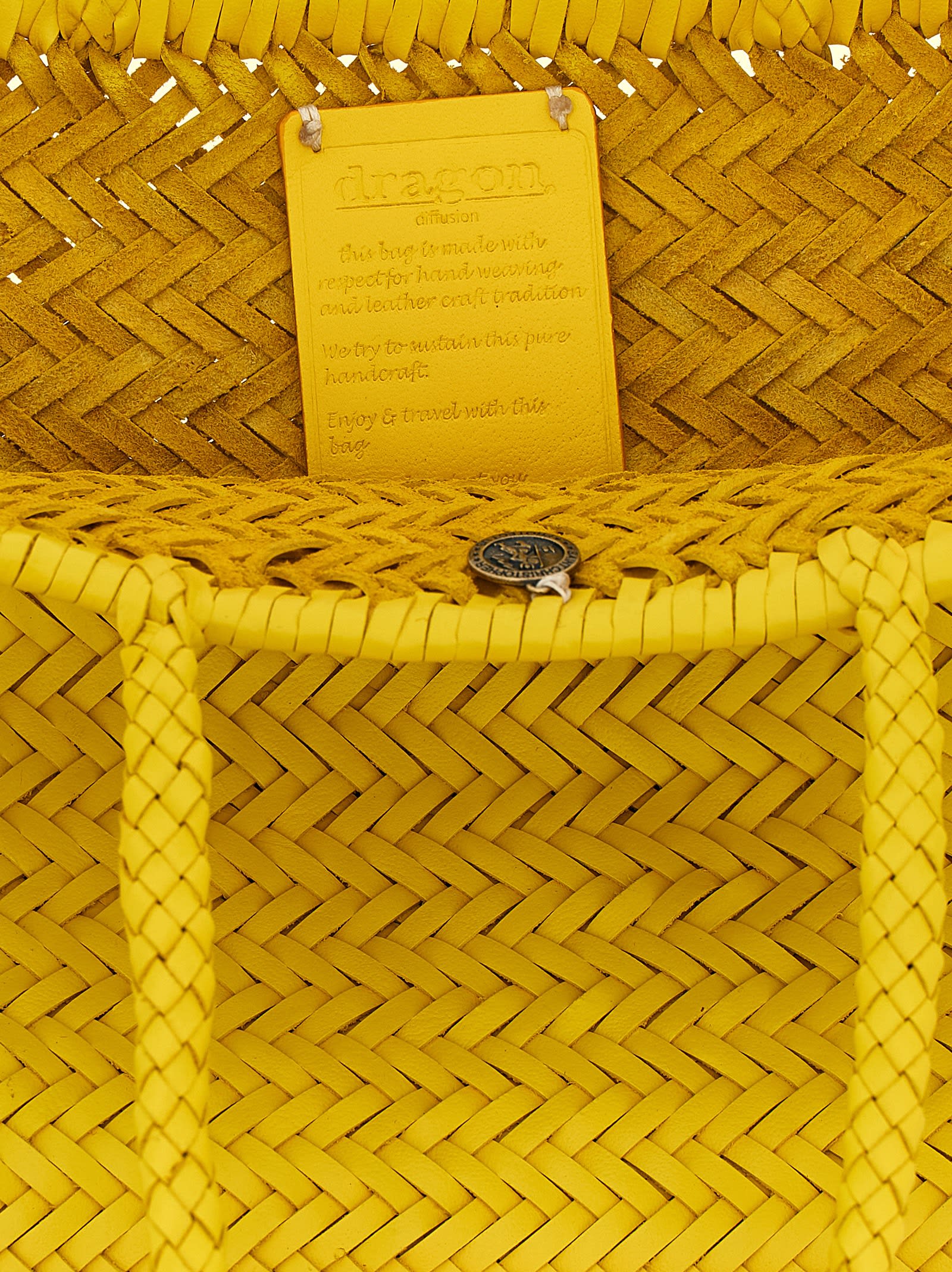 Dragon Diffusion Triple Jump Chevron-weave Shoulder Bag In Yellow