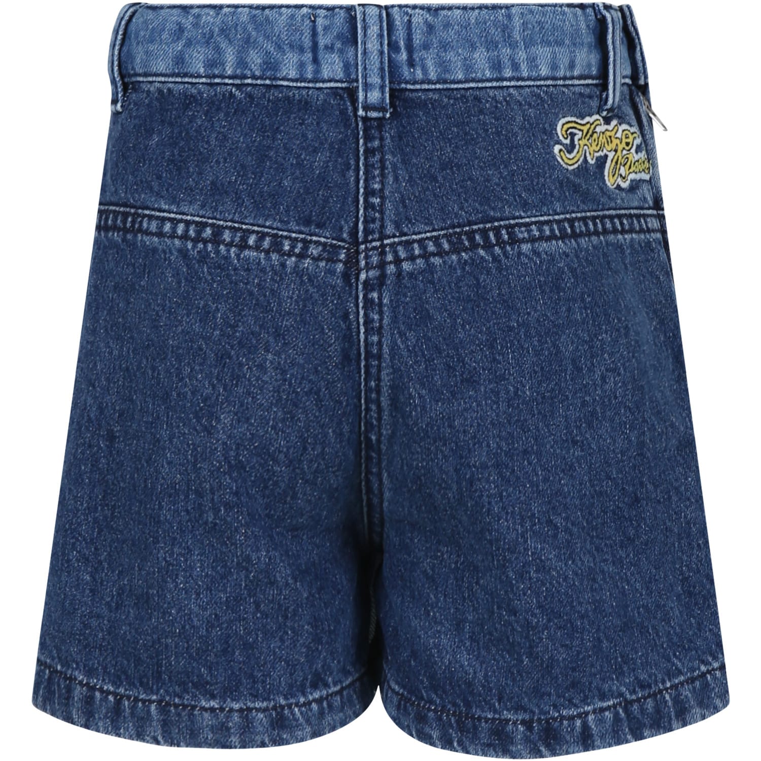 Shop Kenzo Denim Shorts For Girl With Multicolor Embroidery