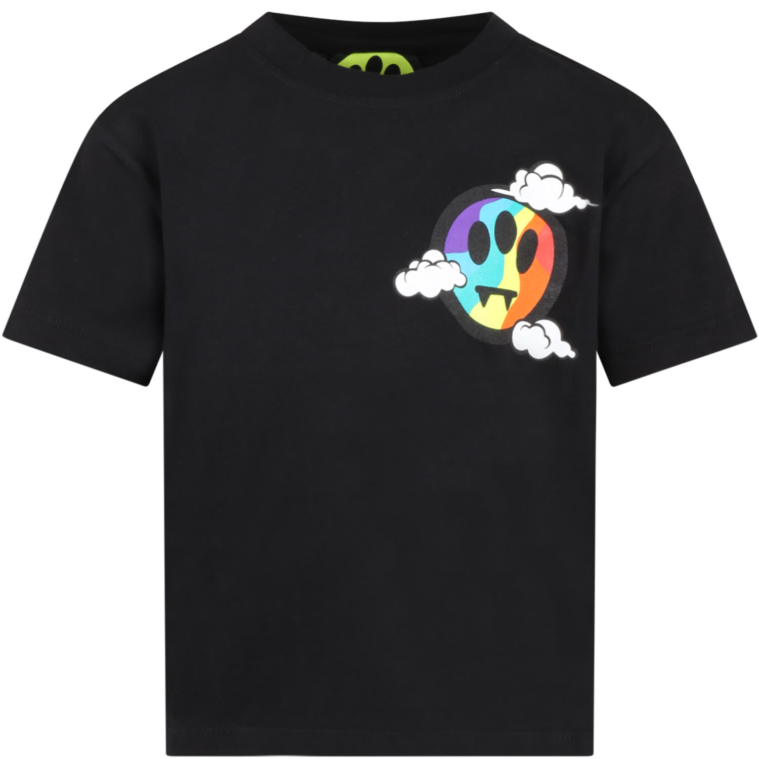 Shop Barrow Black T-shirt For Kids With Smiley And Logo In Nero