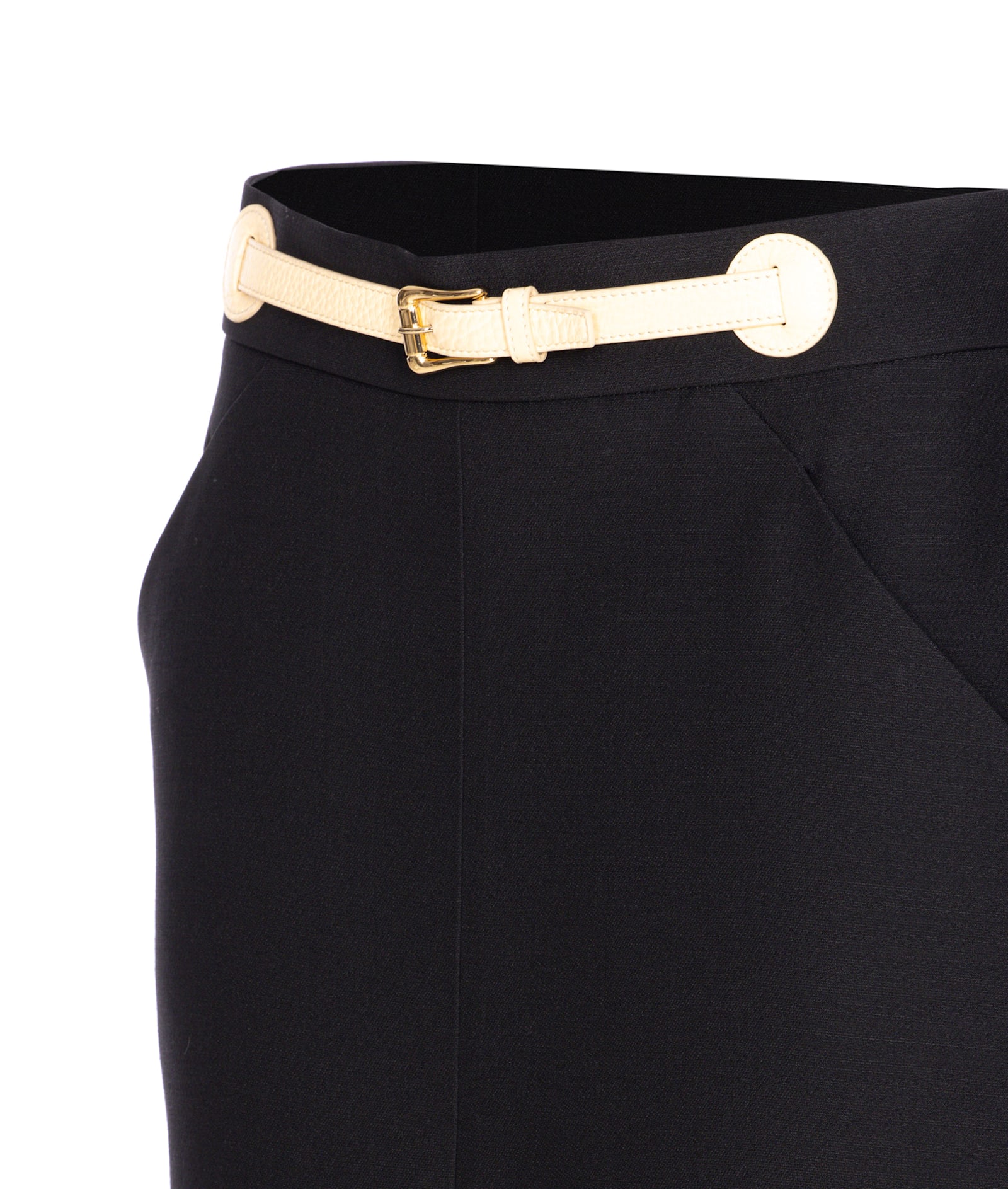 Valentino Garavani Women Skirt With Leather Details In Black