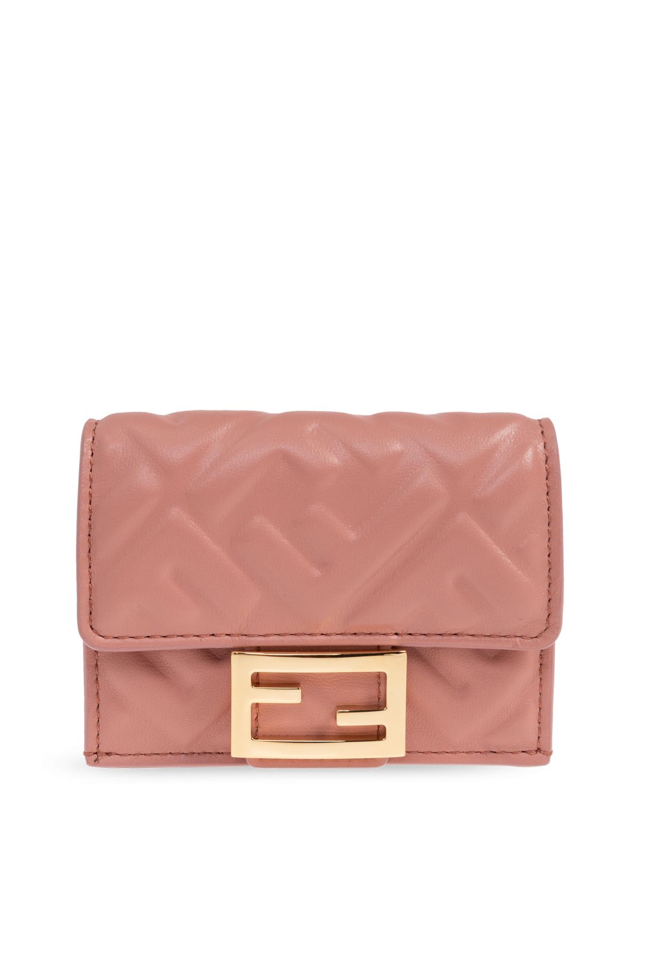 Fendi Micro Tri-fold Wallet Baguette In Leather In Brown
