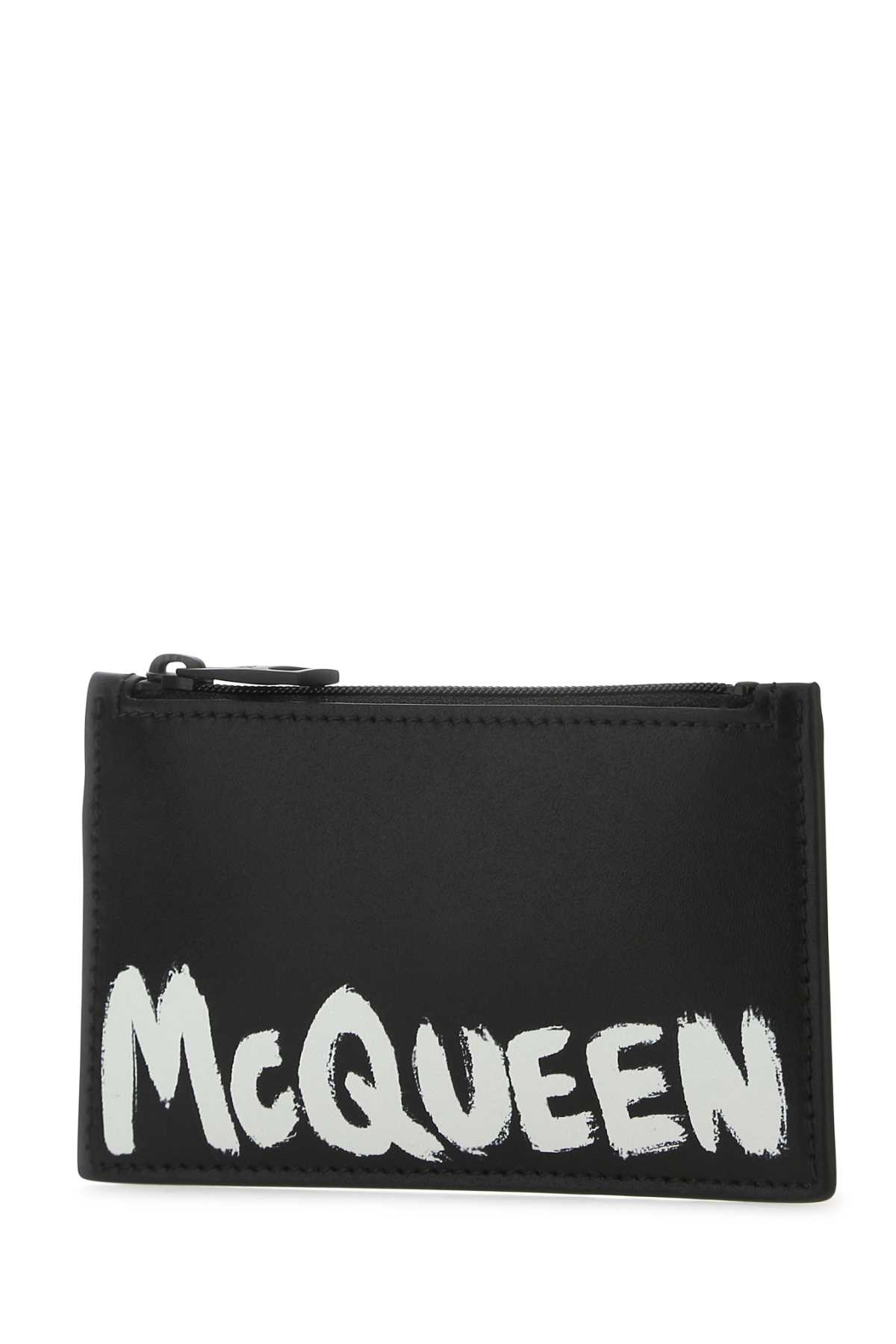 ALEXANDER MCQUEEN BLACK LEATHER CARD HOLDER