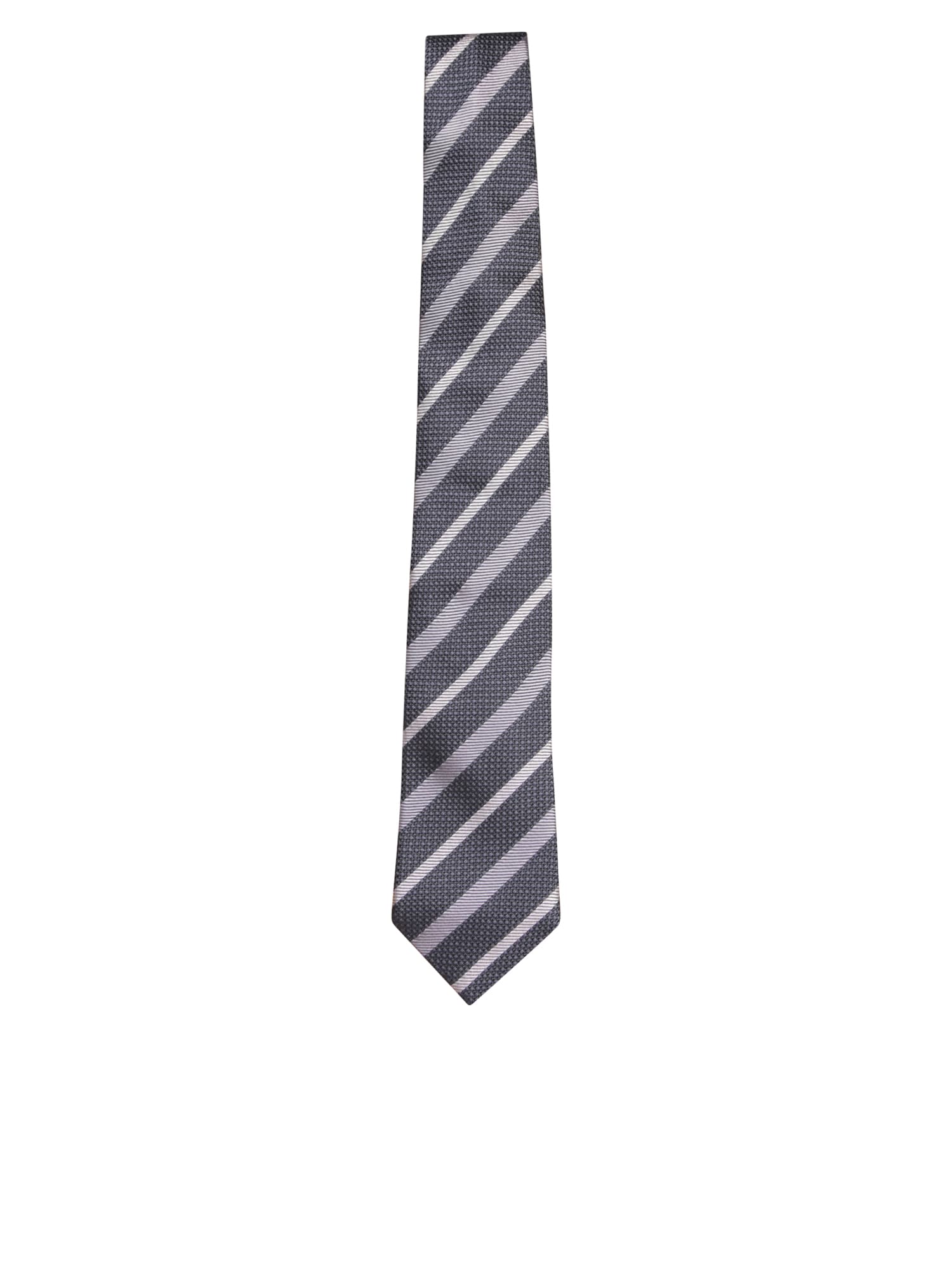 Shop Brunello Cucinelli Multicolor Striped Tie In Grey