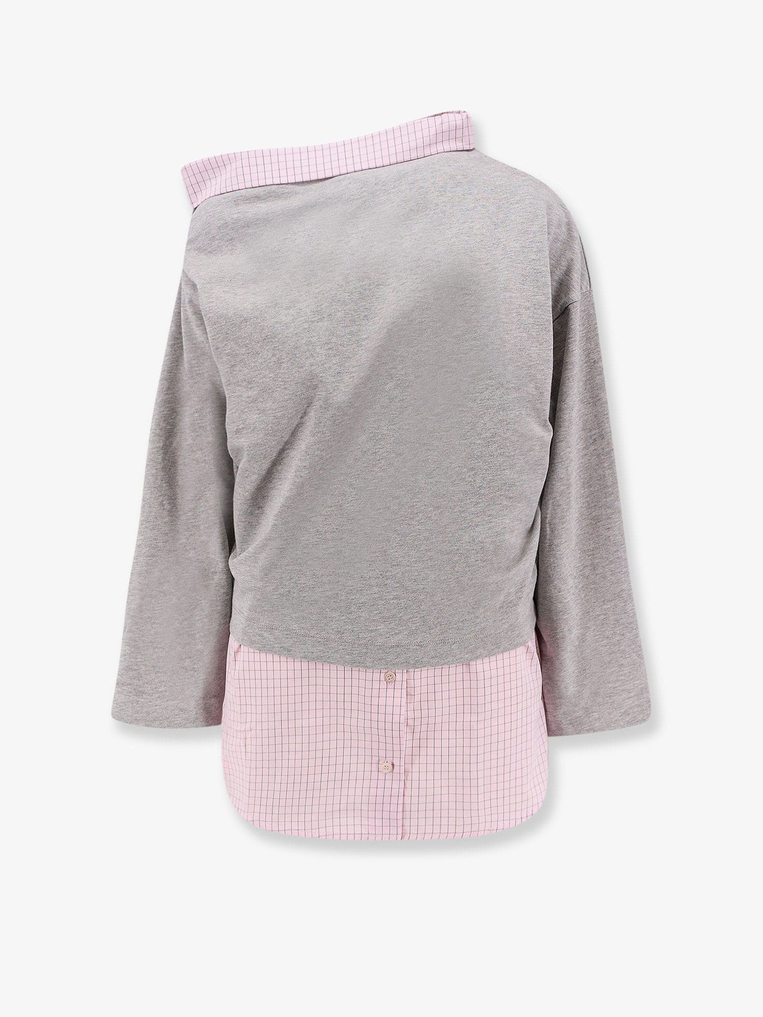 Dries Van Noten Cotton Sweatshirt With Contrasting Shirt Detail In Grey