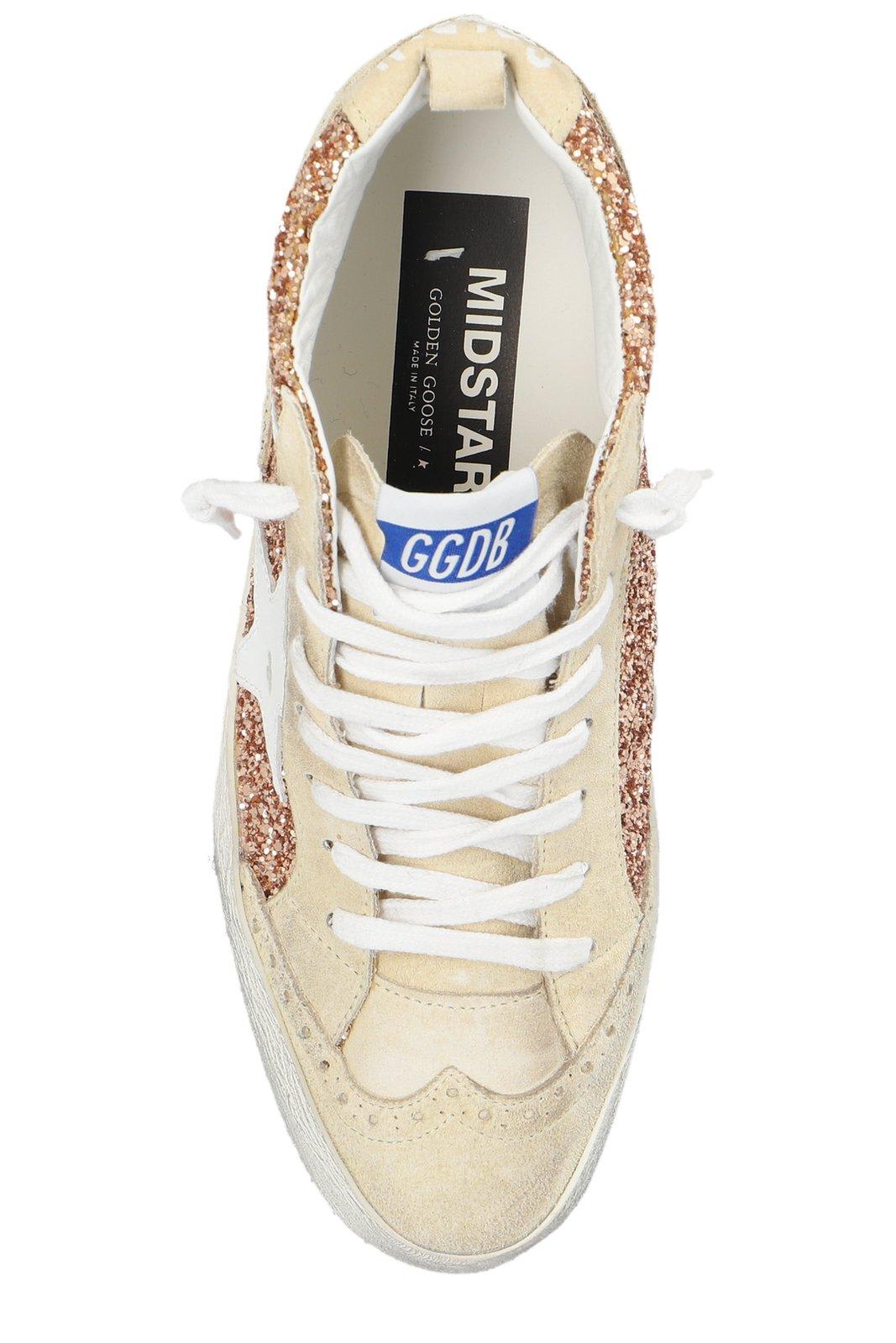 Shop Golden Goose Mid Star High-top Glittered Sneakers In Pink