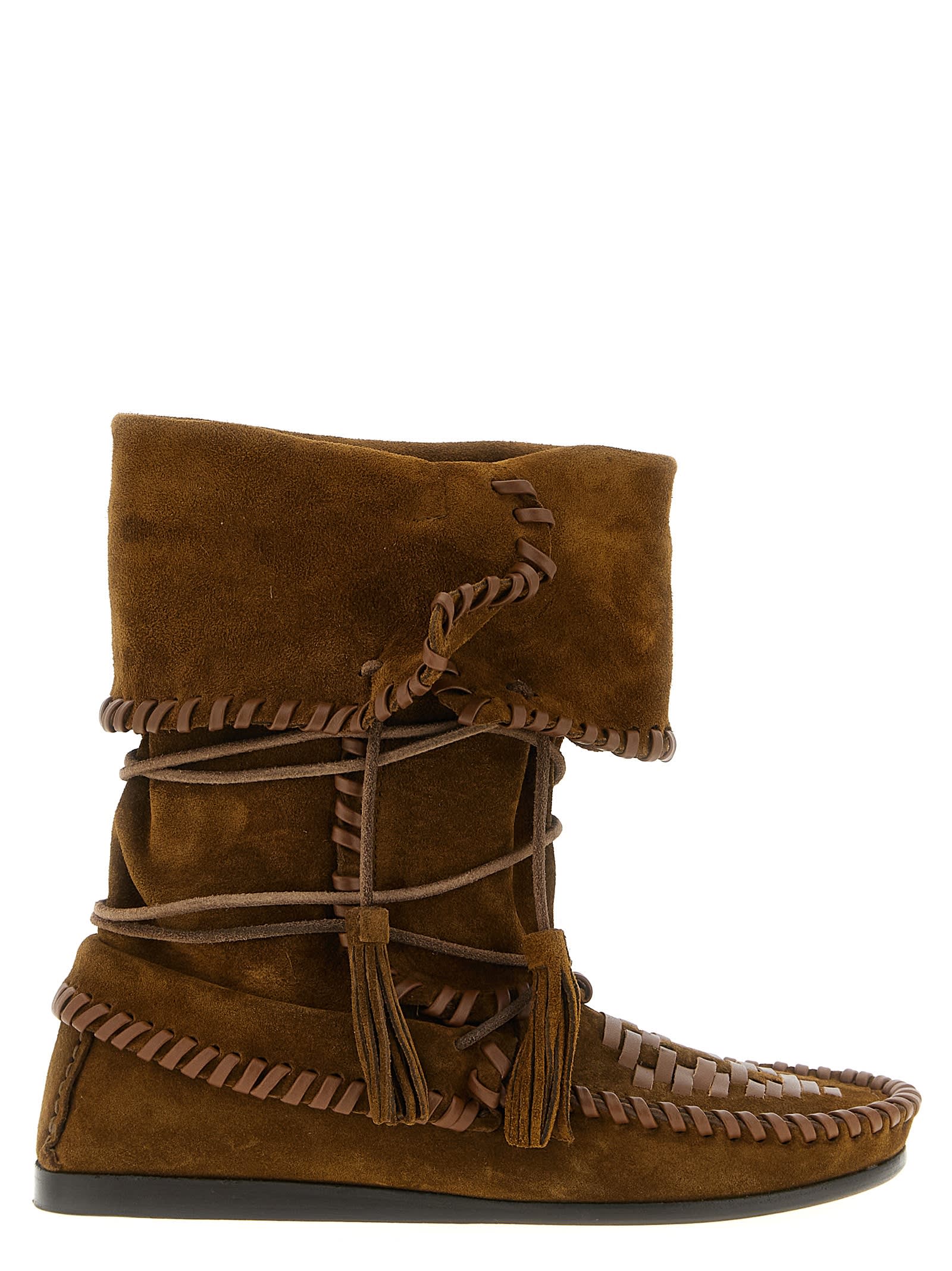 Isabel Marant Suede Mid-calf Boots Tassel Detail In Brown