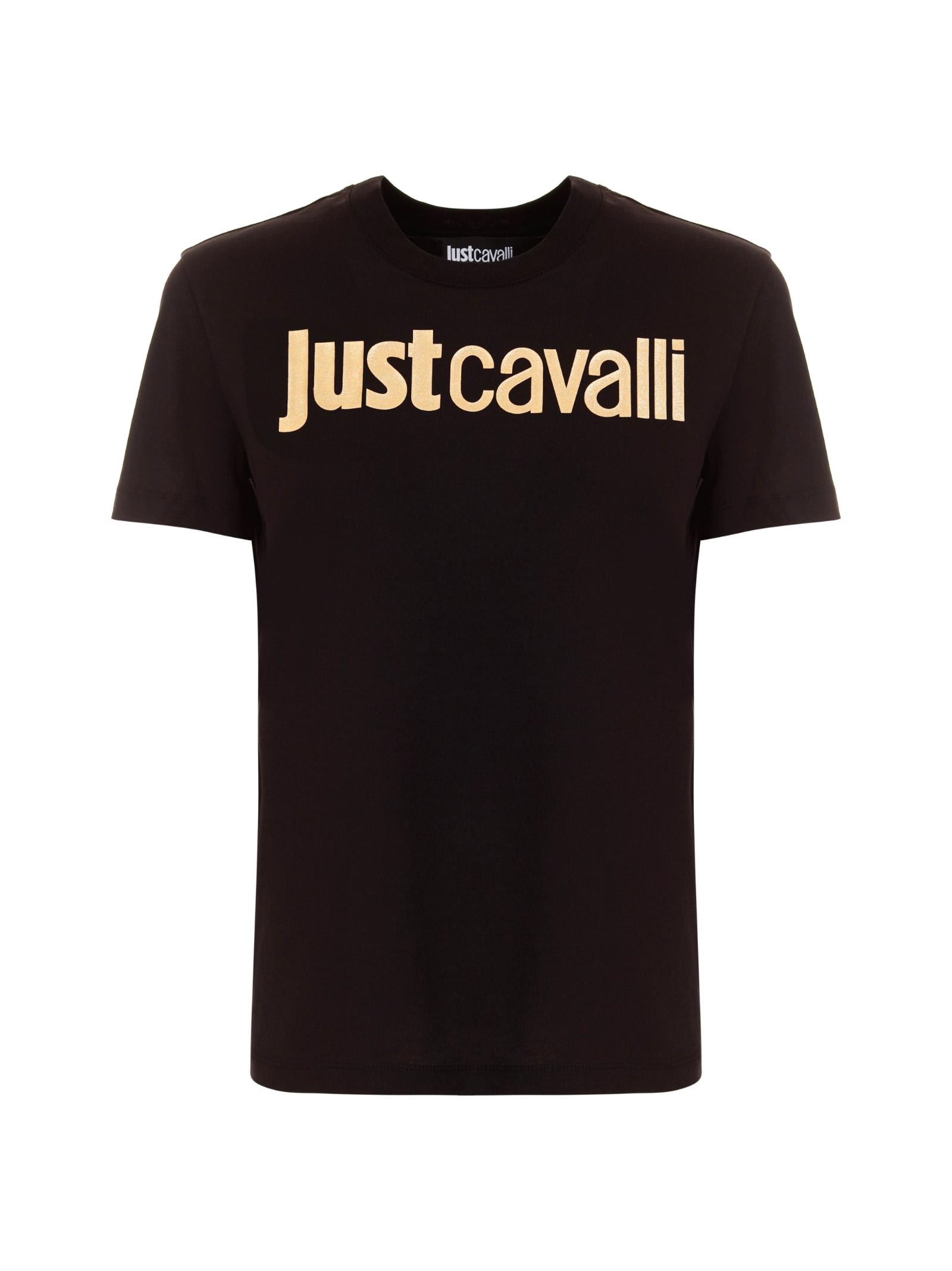 Just Cavalli Logo-laminated Cotton T-shirt In Black