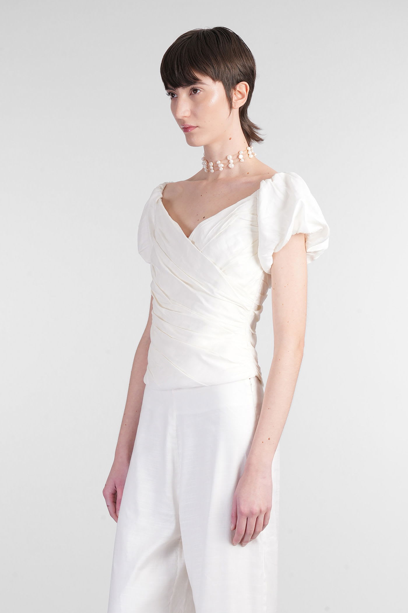 Cult Gaia Helene Topwear In White Linen