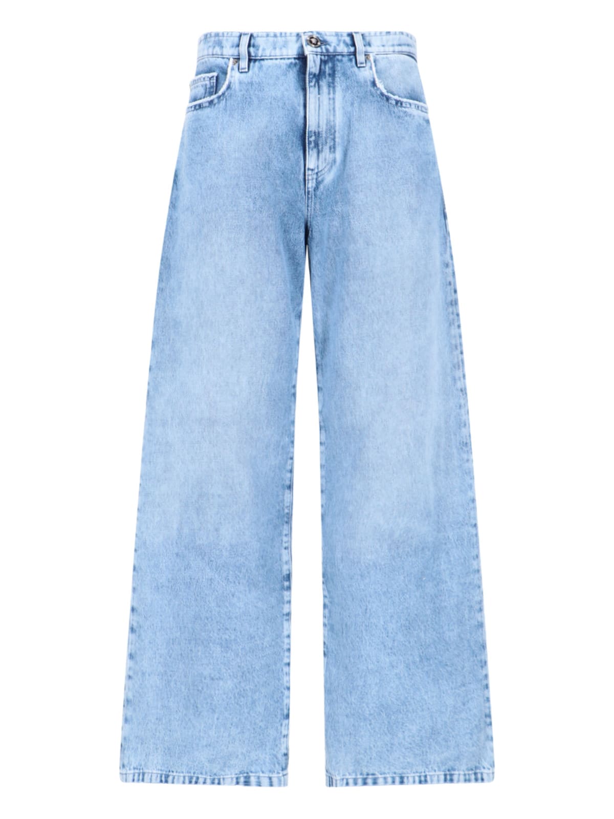 Shop Versace Logo Straight Jeans In Light Blue