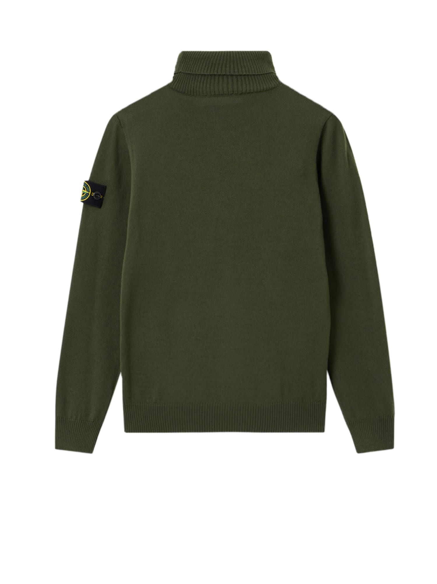 Stone Island Certified Virgin Wool Turtleneck Sweater In Green