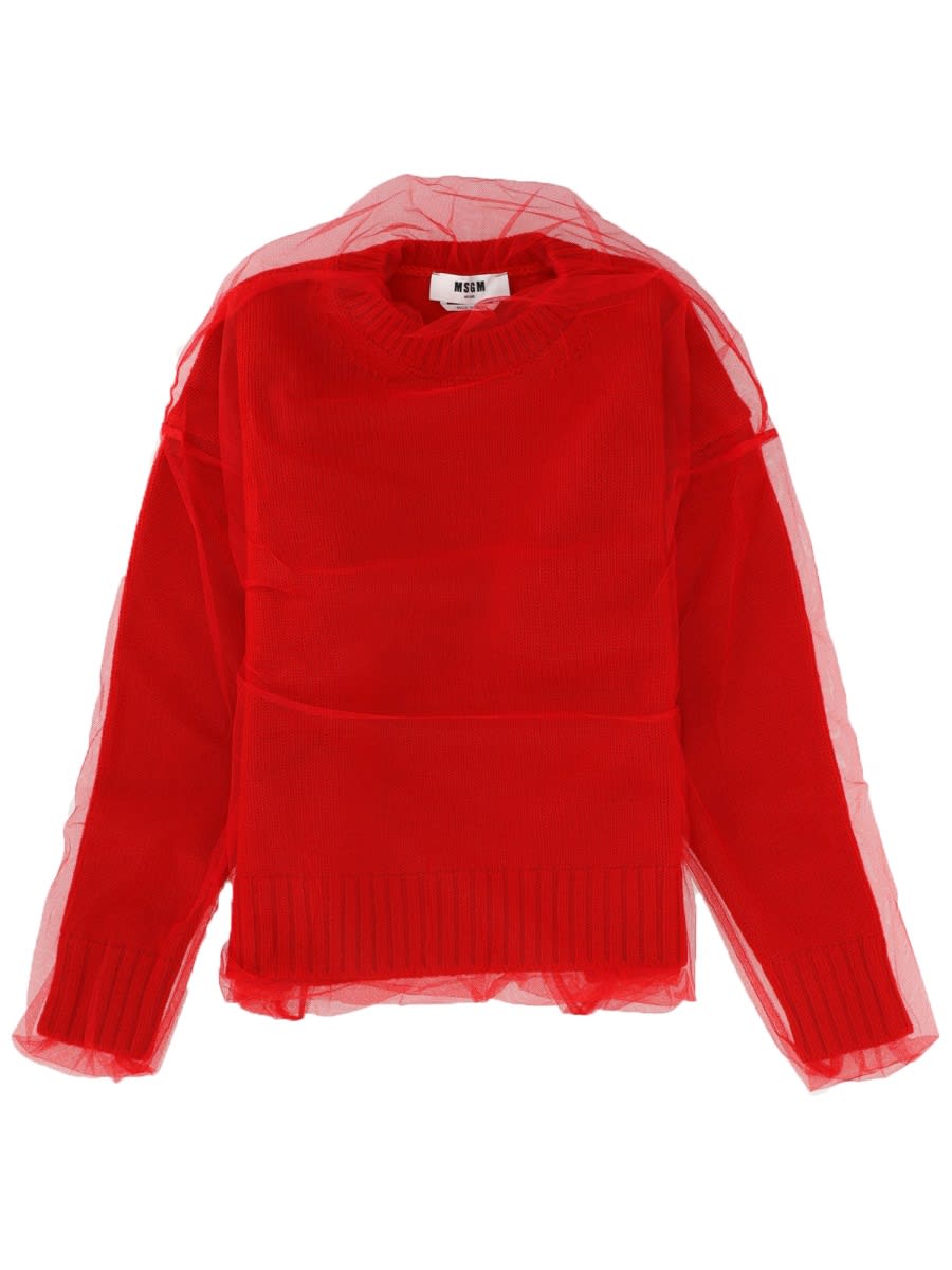 Msgm Merino Wool Sweater In Red
