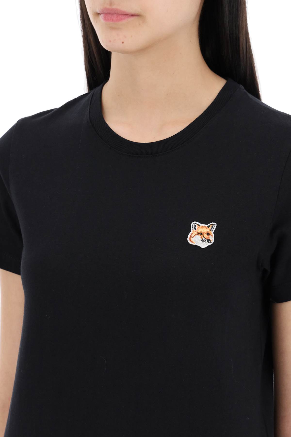 Shop Maison Kitsuné Fox Head Crew-neck T-shirt In Black