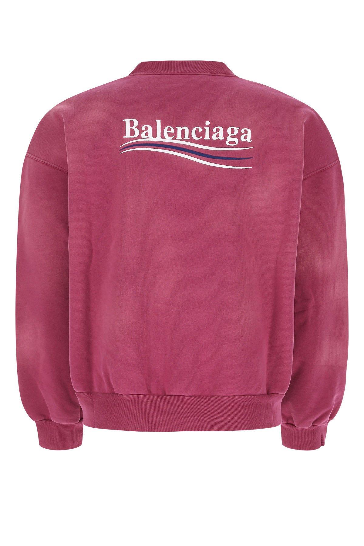 Shop Balenciaga Tyrian Purple Cotton Oversize Sweatshirt In Fuchsia