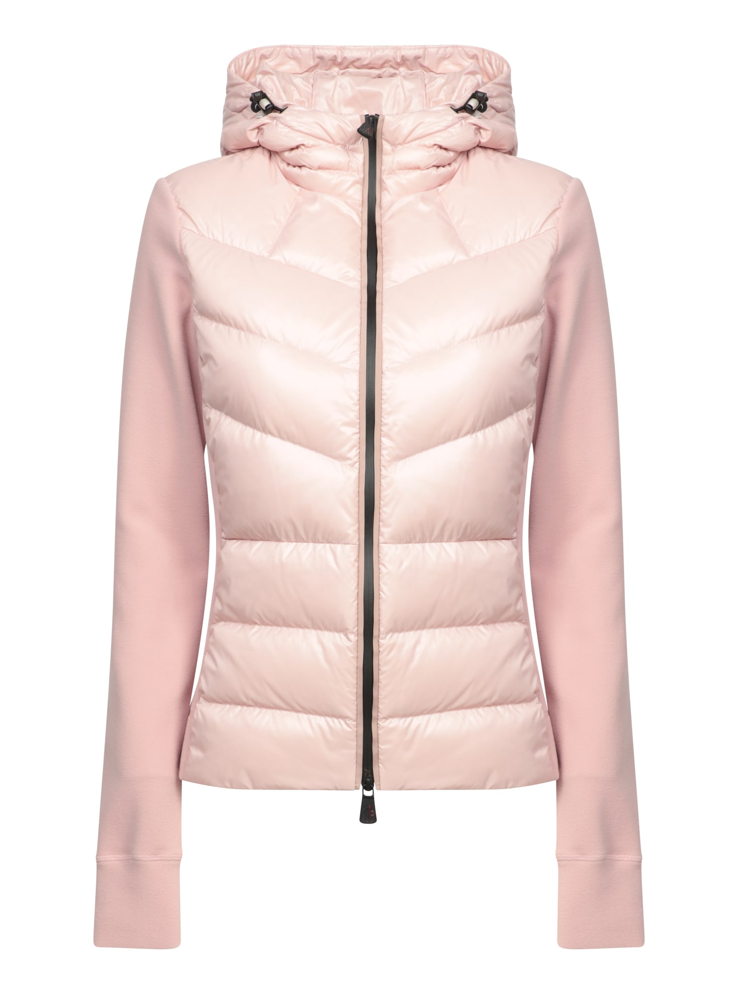 Shop Moncler Pink Zip-up Padded Cardigan