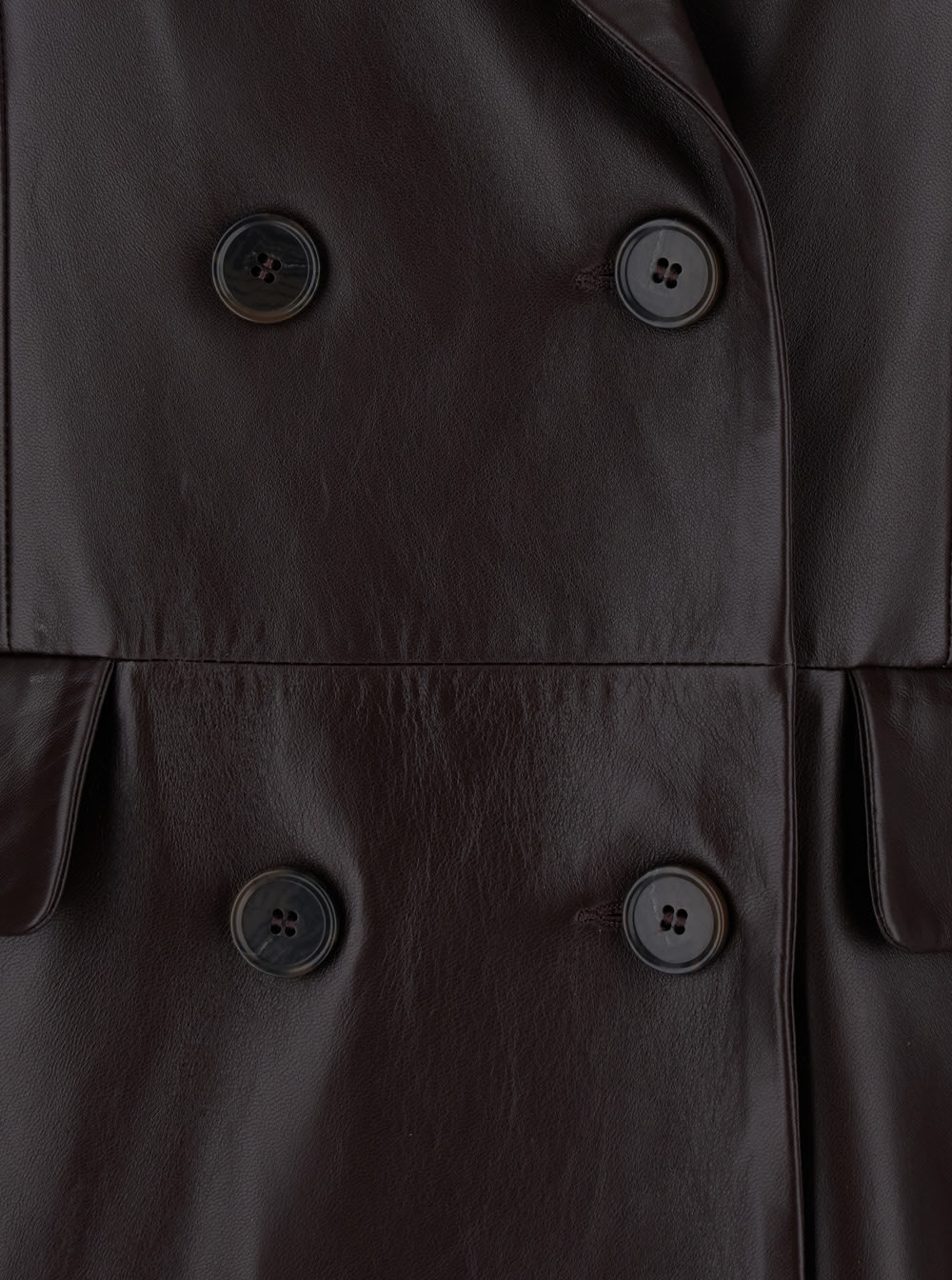 Arma Brown Double-breasted Coat In Leather Woman In Brown