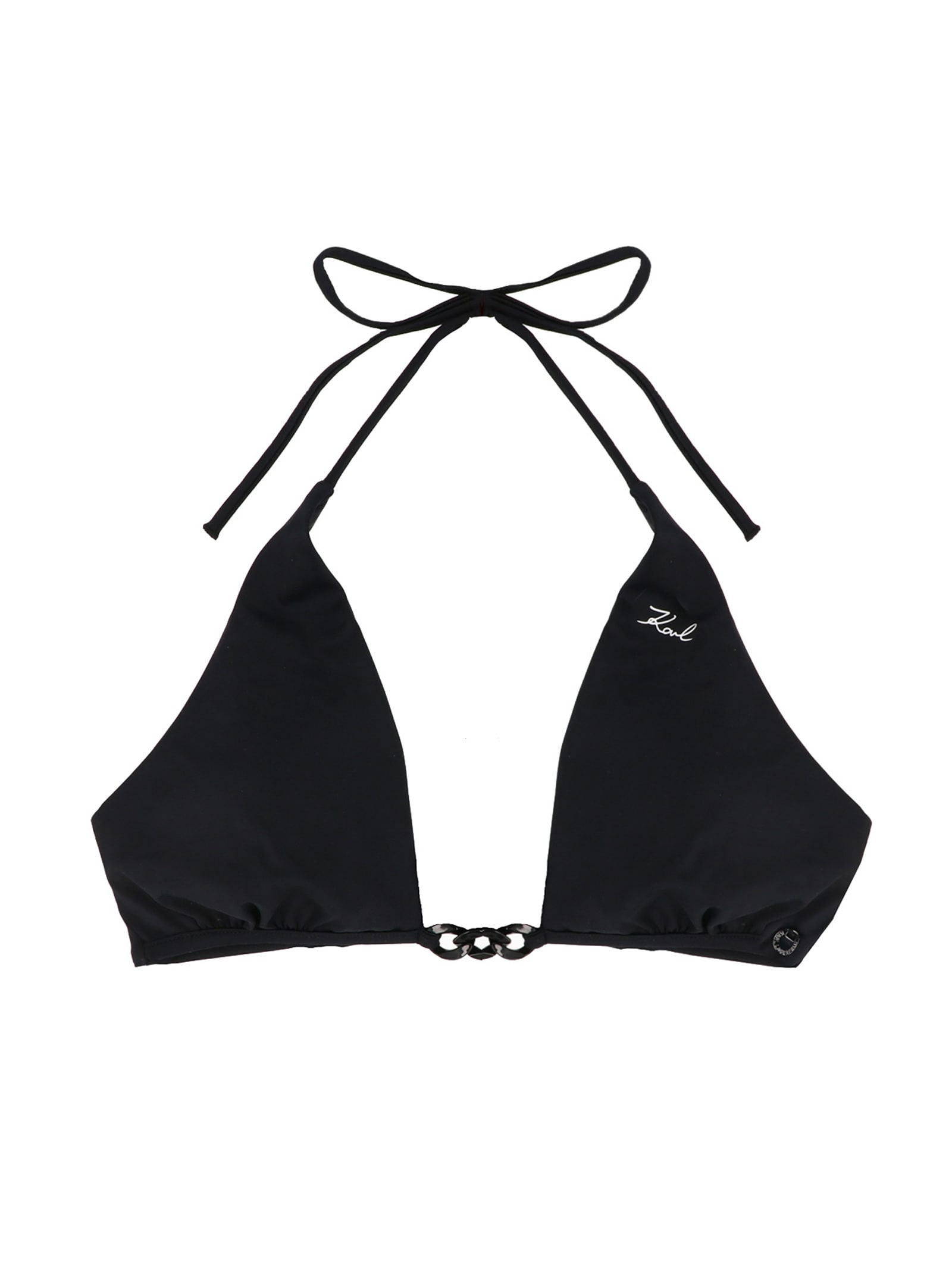 Shop Karl Lagerfeld Chain Bikini Top In Black