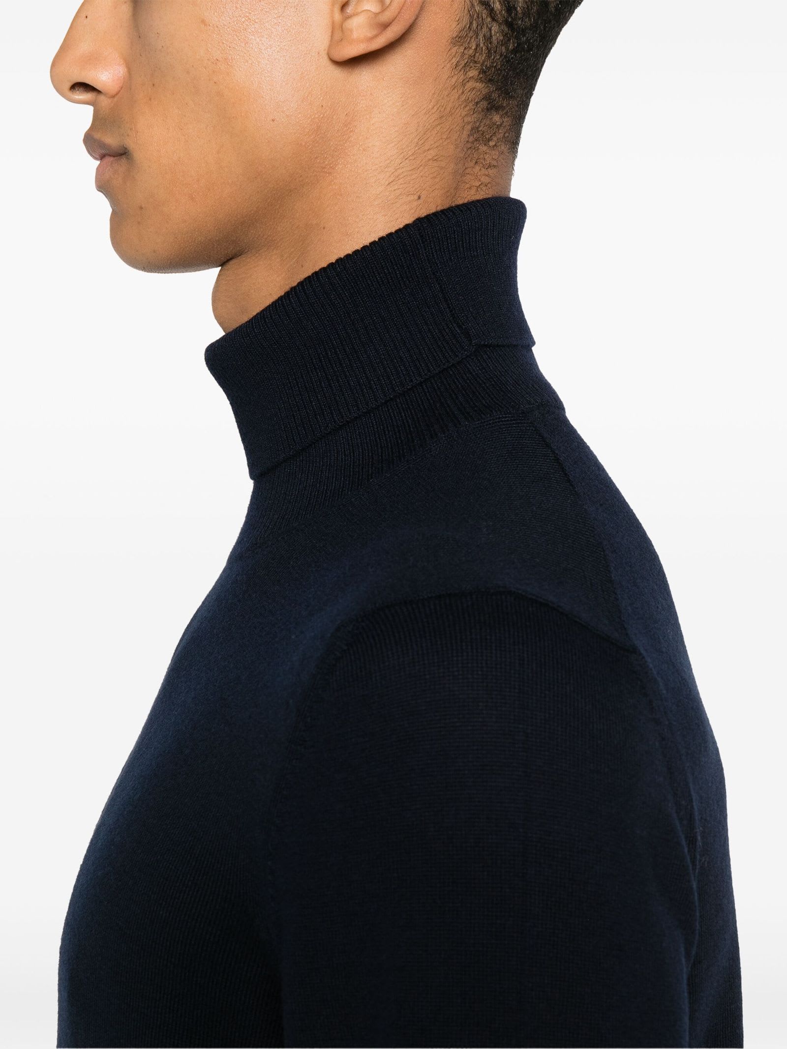 Shop Fay Navy Blue Virgin Wool Jumper