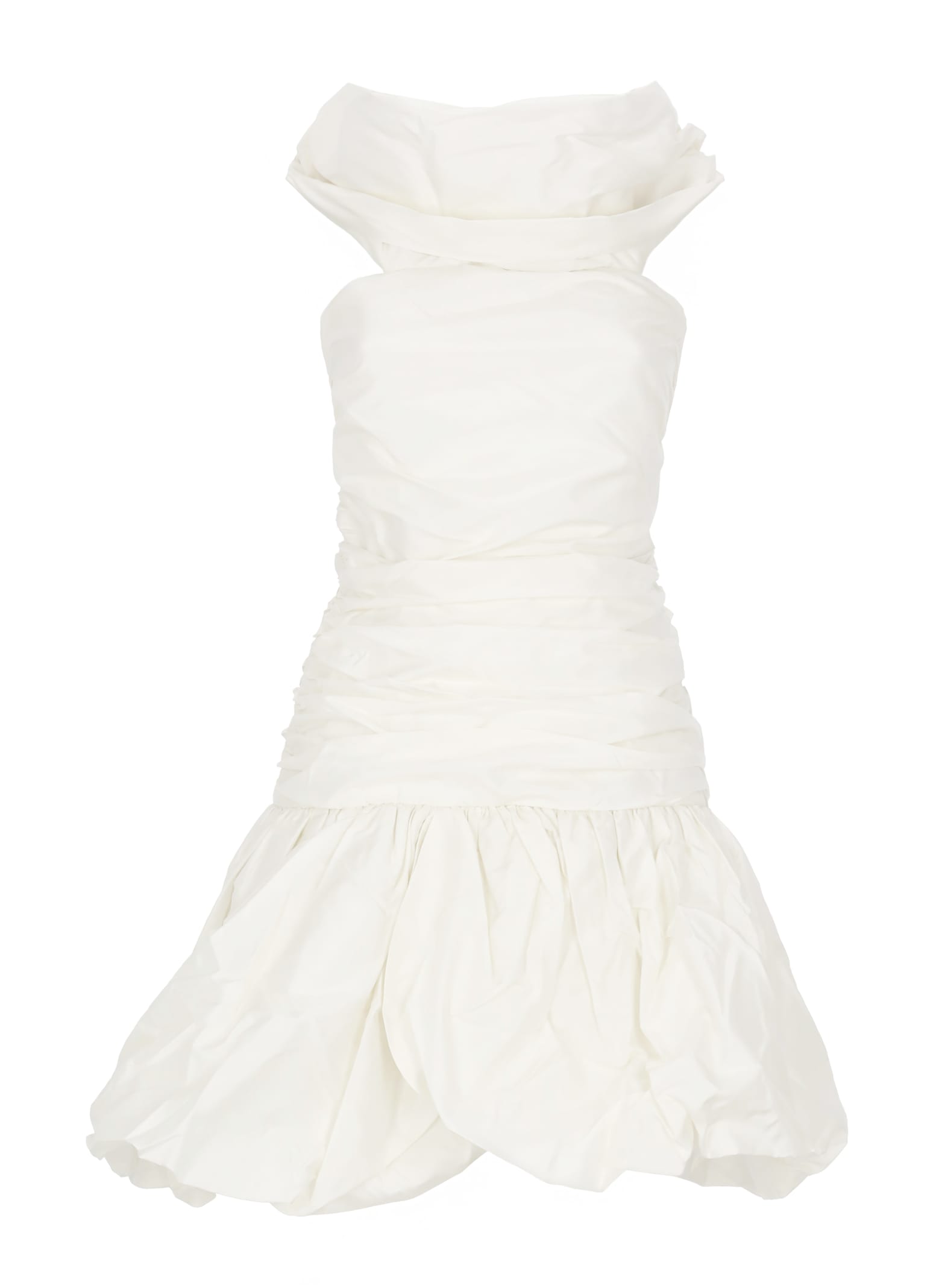 Rotate Birger Christensen Off-shoulder Gathered Minidress In White