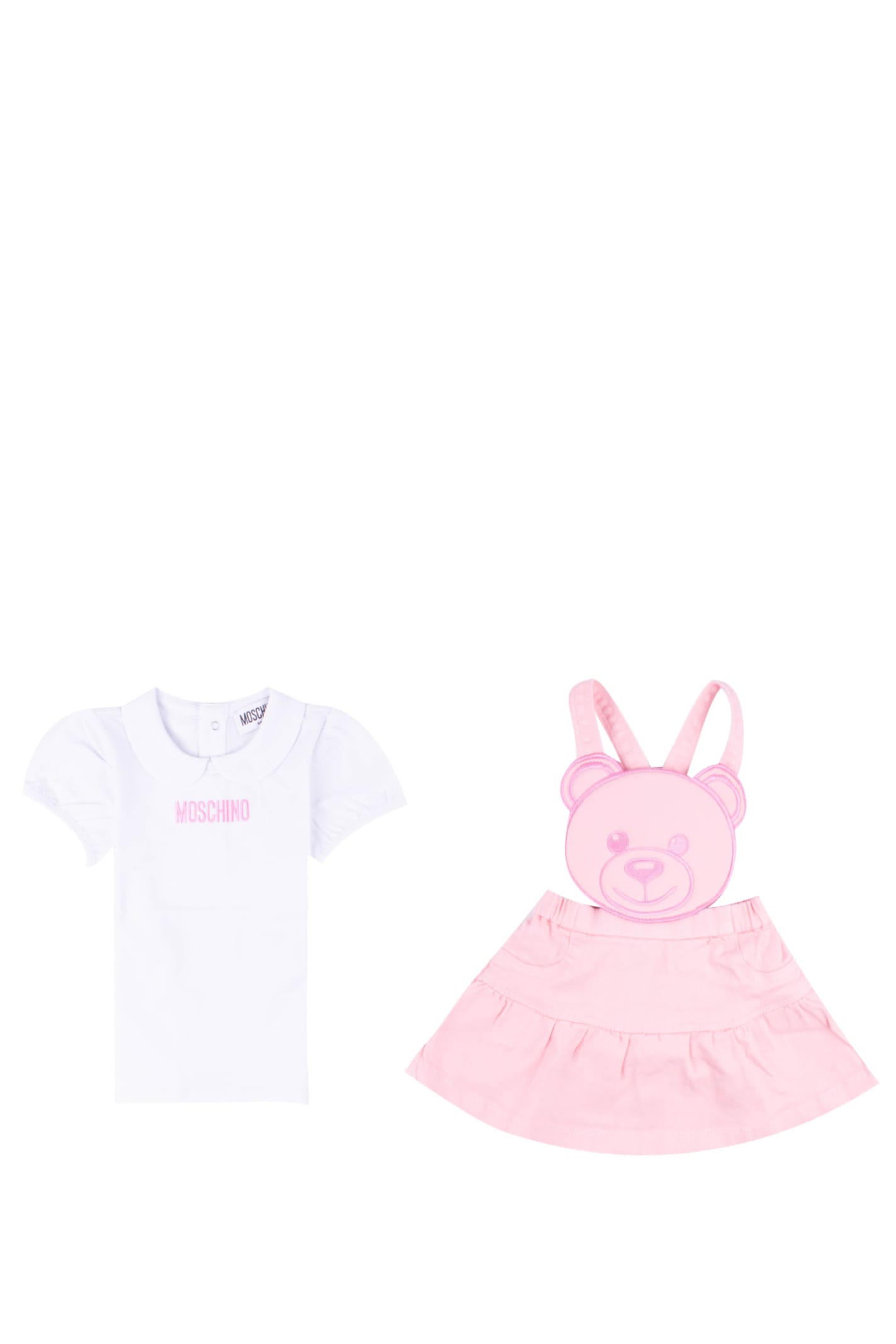 Moschino Babies' Set Of T-shirt And Cotton Dress In Multicolor