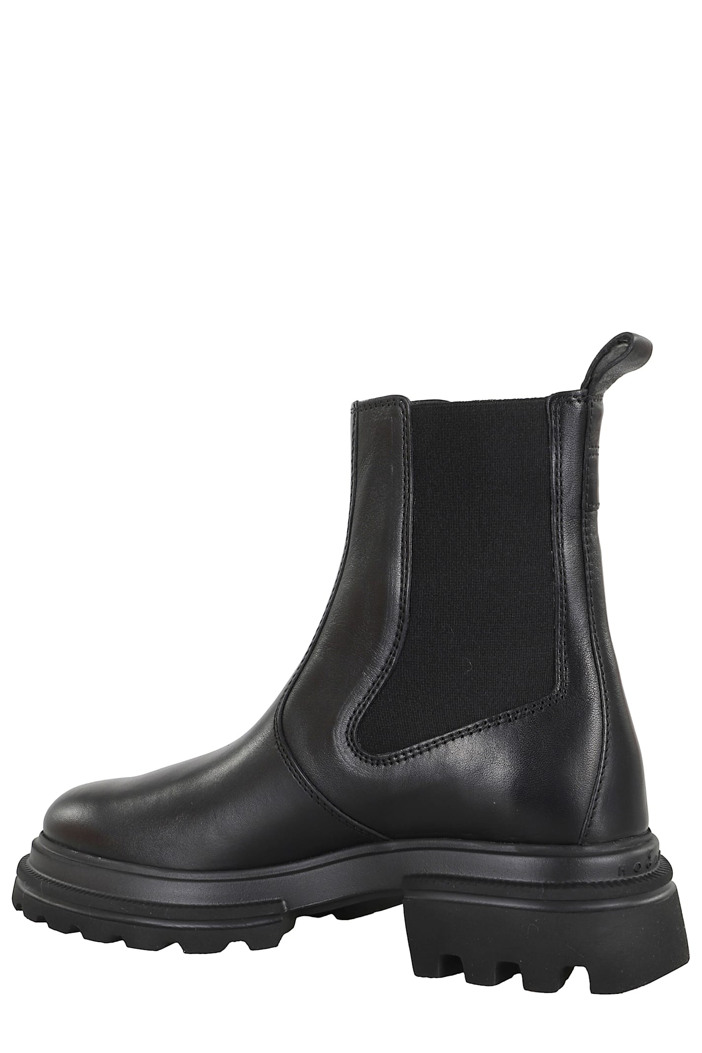 Hogan H674 Ankle Boot With Elastic Inserts And Robust Sole In Black