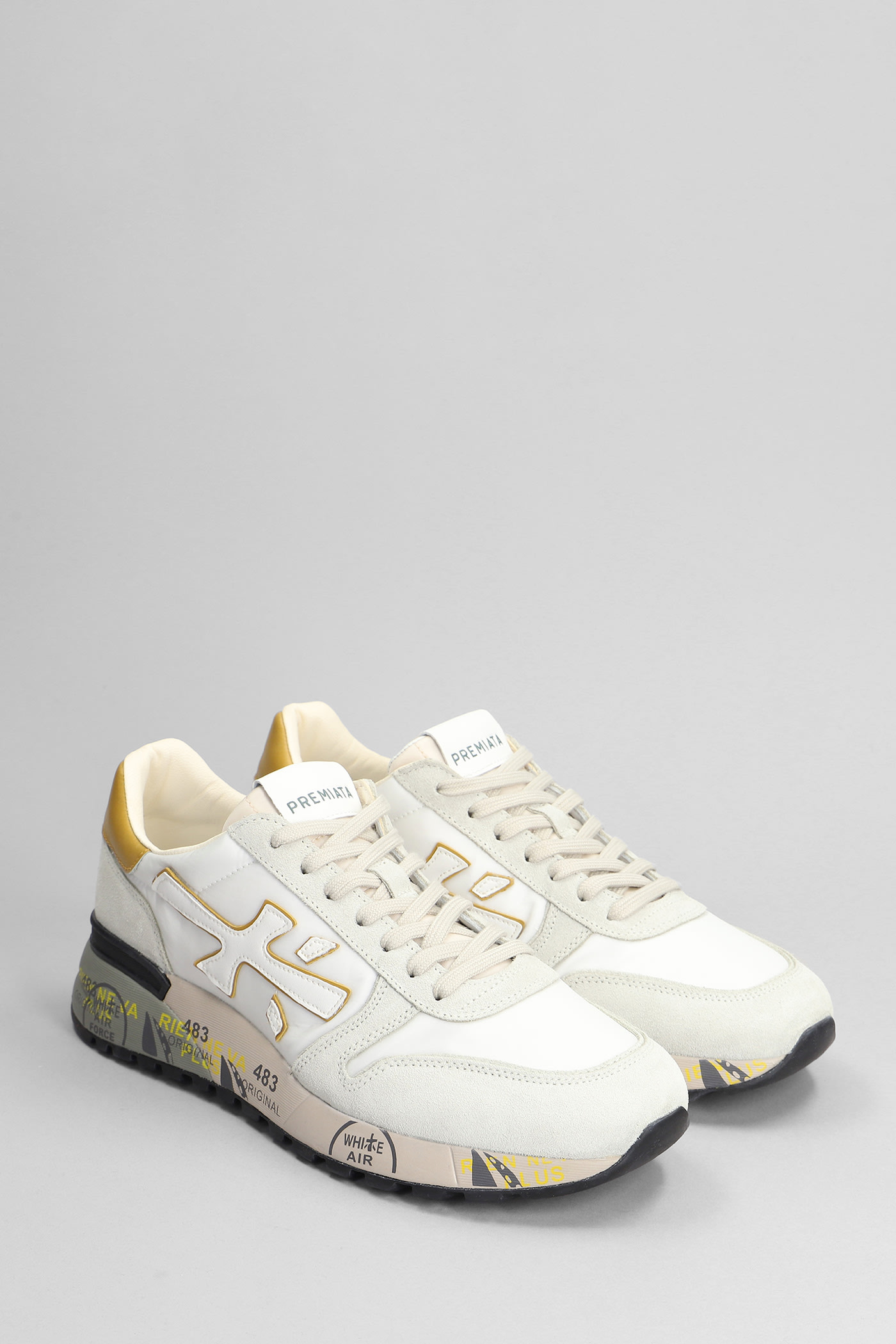 Shop Premiata Mick Sneakers In White Suede And Fabric