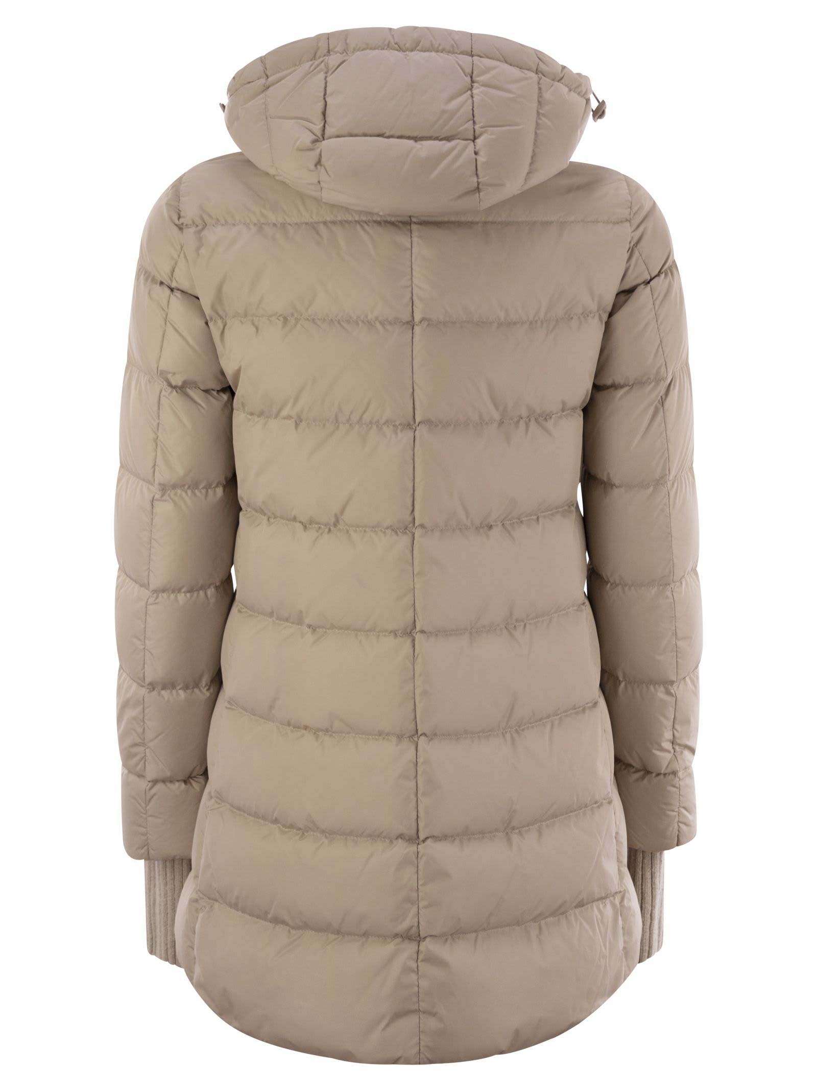 Herno Medium Down Jacket With Hood In Brown