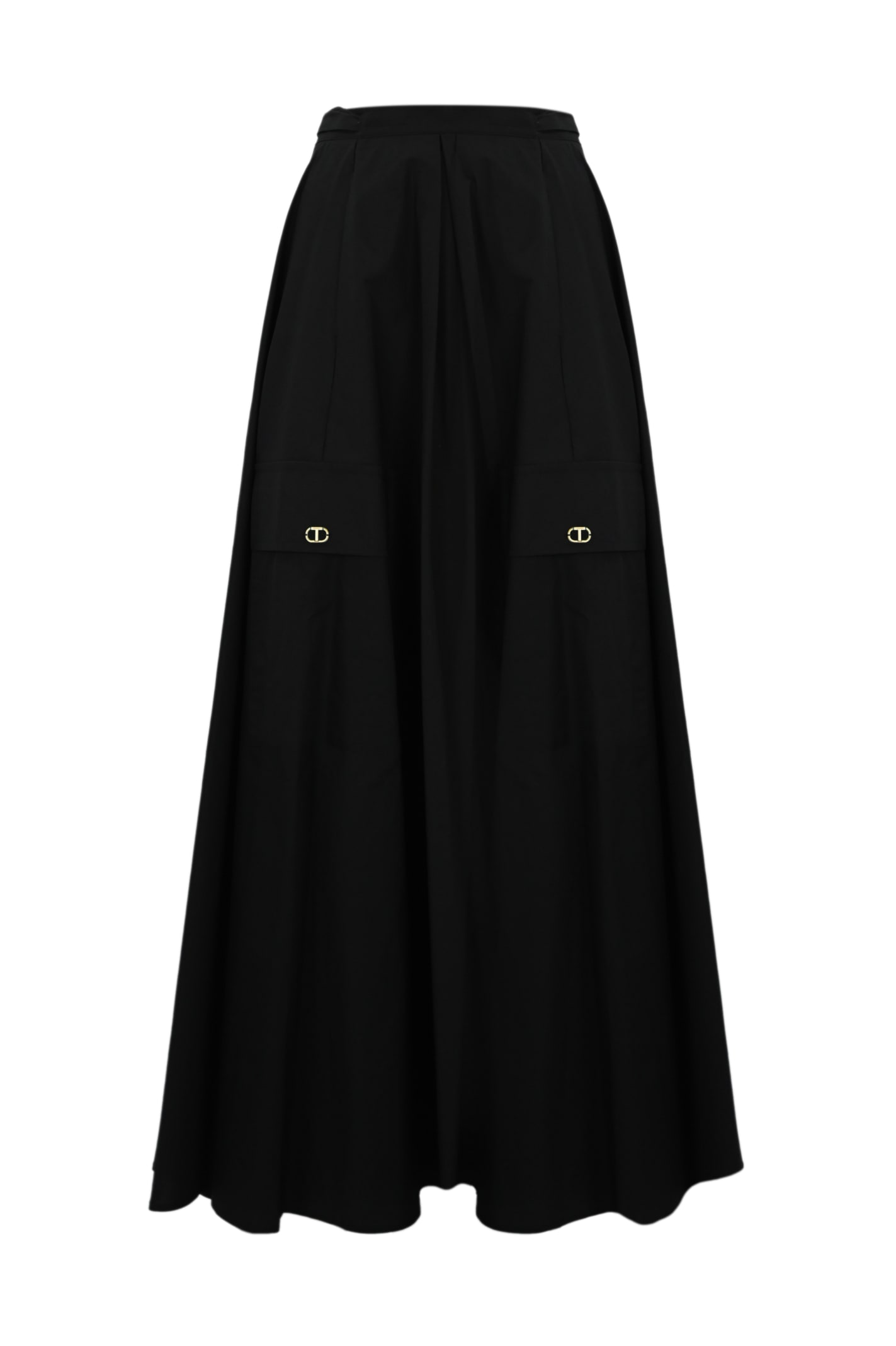 Shop Twinset Poplin Cargo Skirt In Black