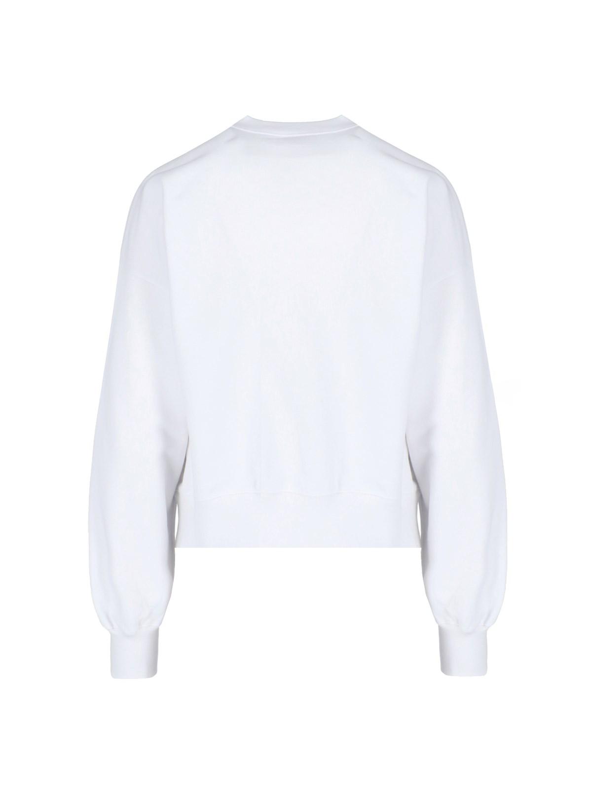 Shop Gucci Logo Crewneck Sweatshirt In White Mc