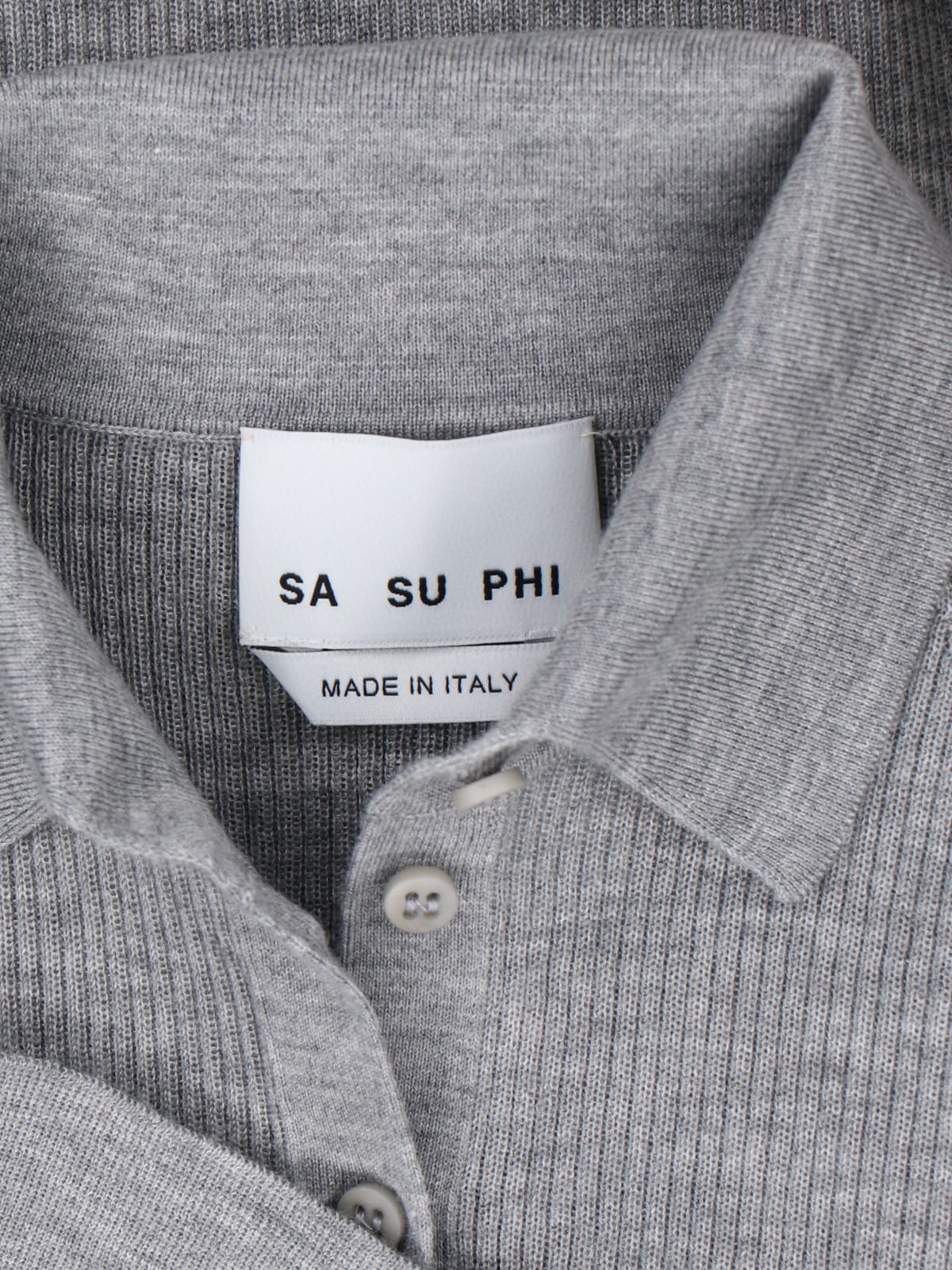 Shop Sa Su Phi Ribbed Polo Shirt In Gray
