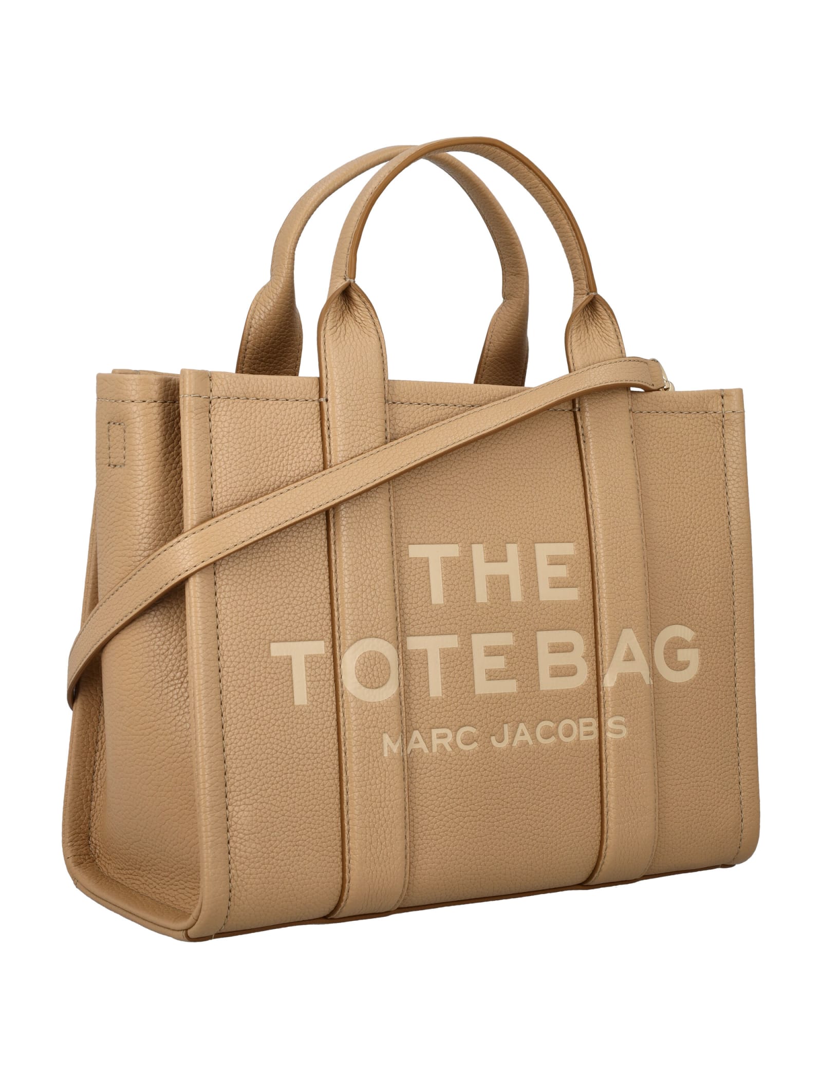 Shop Marc Jacobs The Leather Medium Tote Bag In Camel