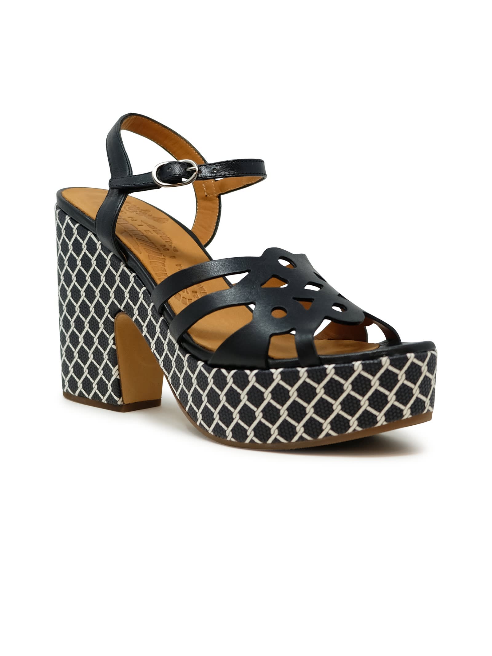 Shop Chie Mihara Black Leather Jelele Sandals