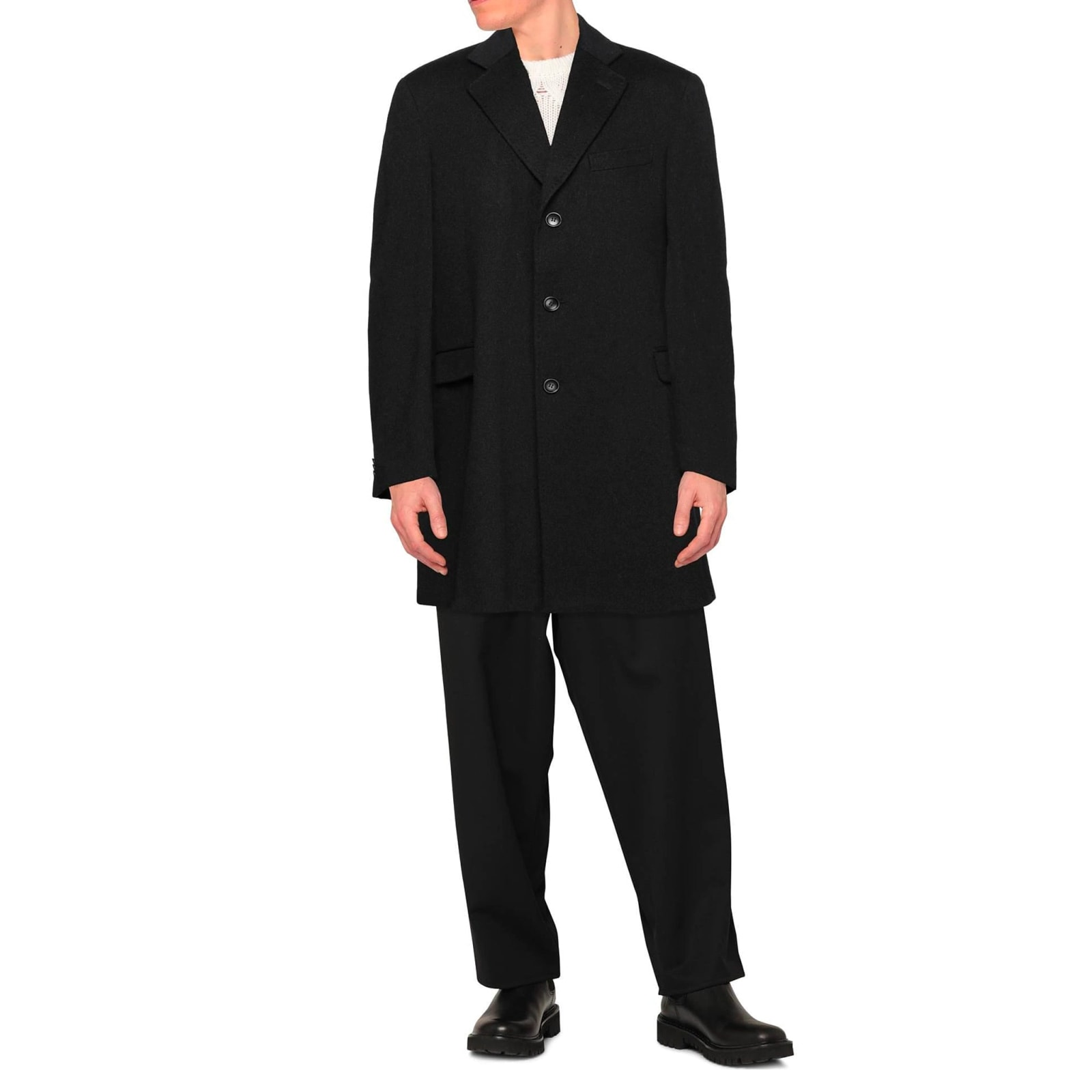 Shop Trussardi Wool Coat In Black