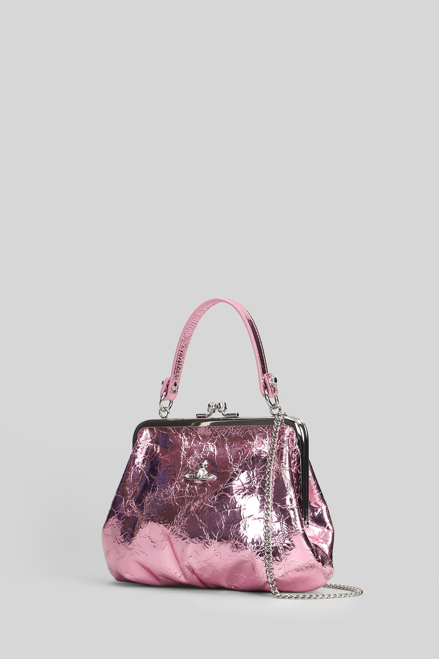 Vivienne Westwood Granny Frame Shoulder Bag In Rose-pink Leather In Pink