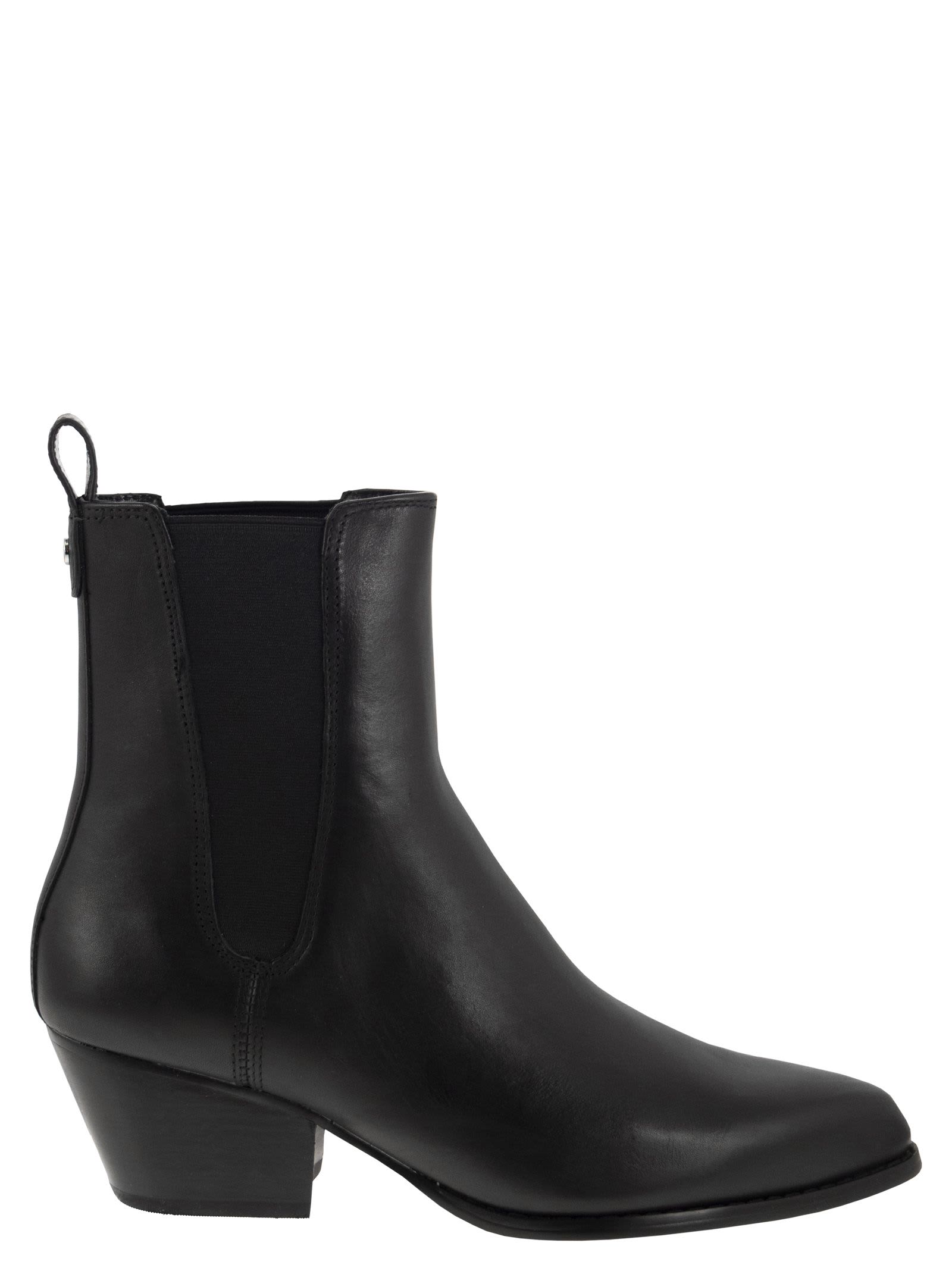 Shop Michael Kors Kinlee Leather And Stretch Knit Ankle Boot In Nero