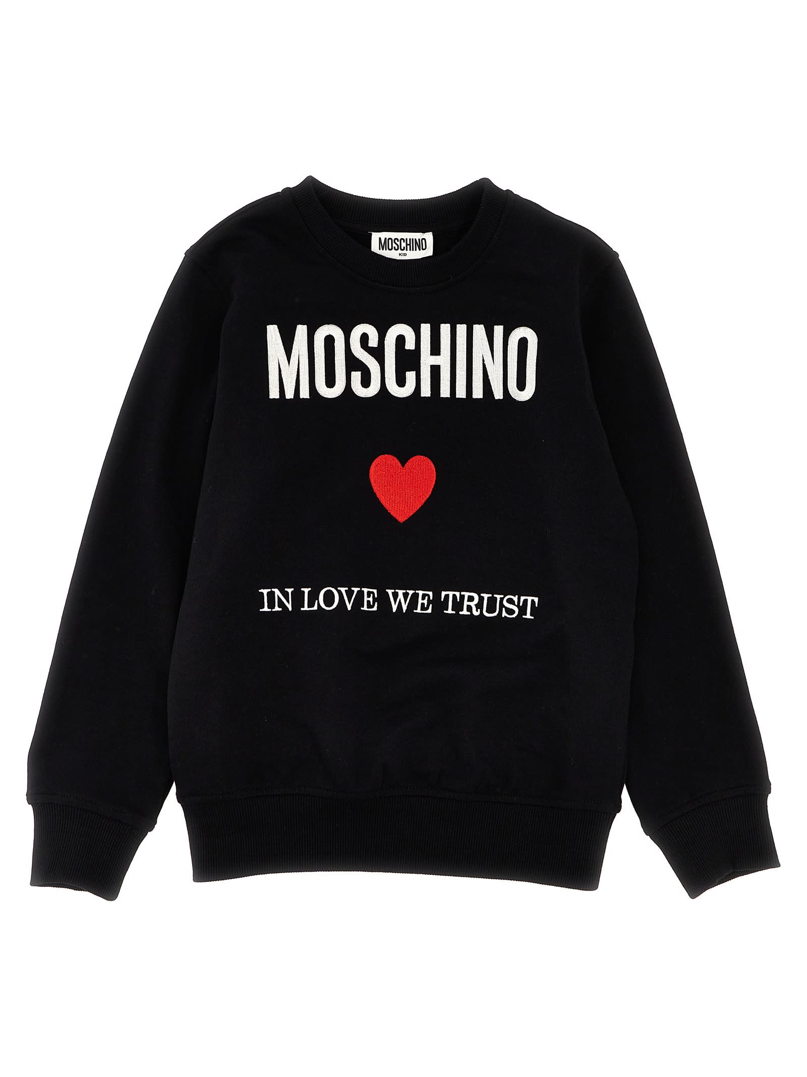 Moschino Kids' In Love We Trust Sweatshirt In Black